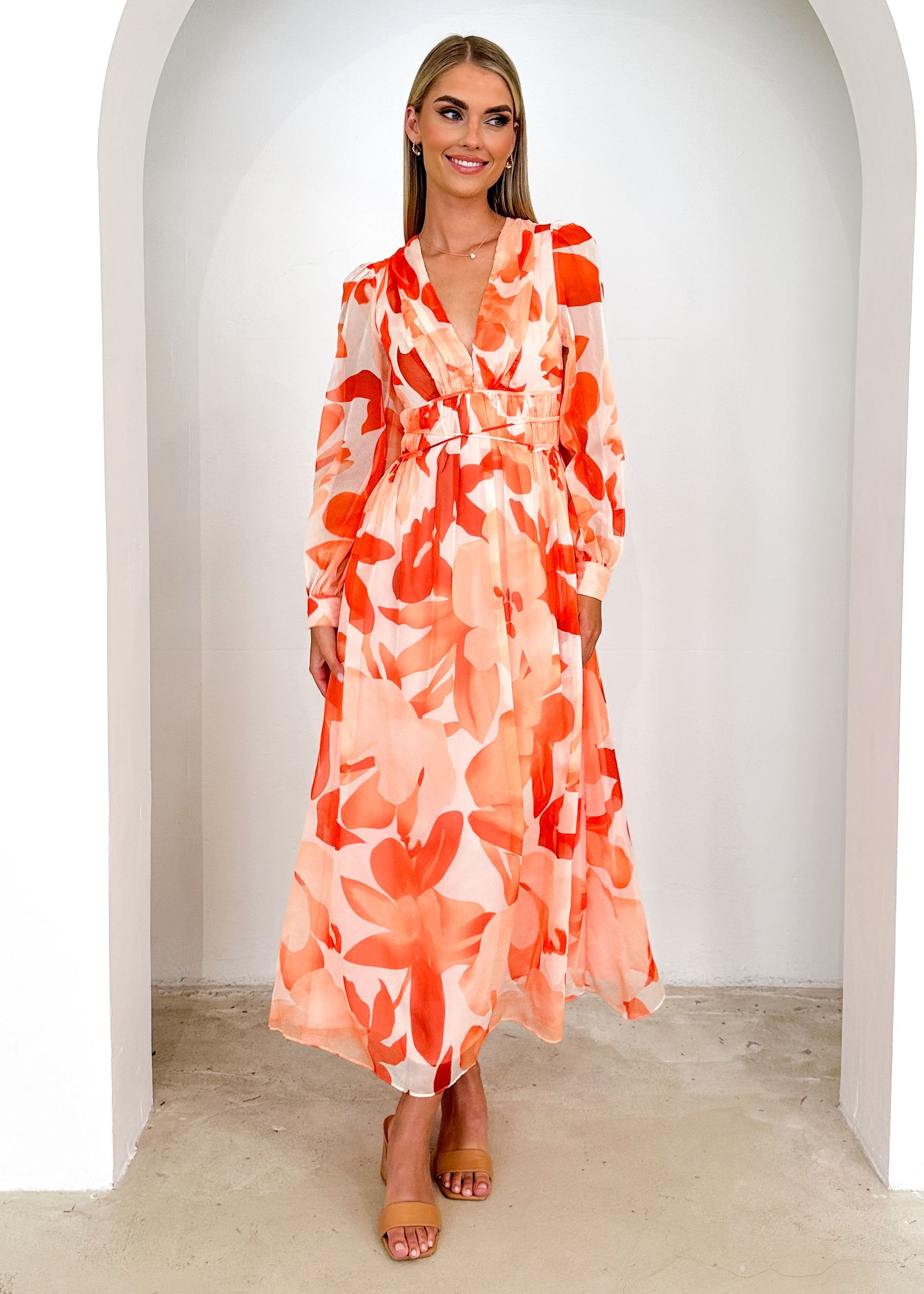 Balwyn Maxi Dress - Tangerine Floral