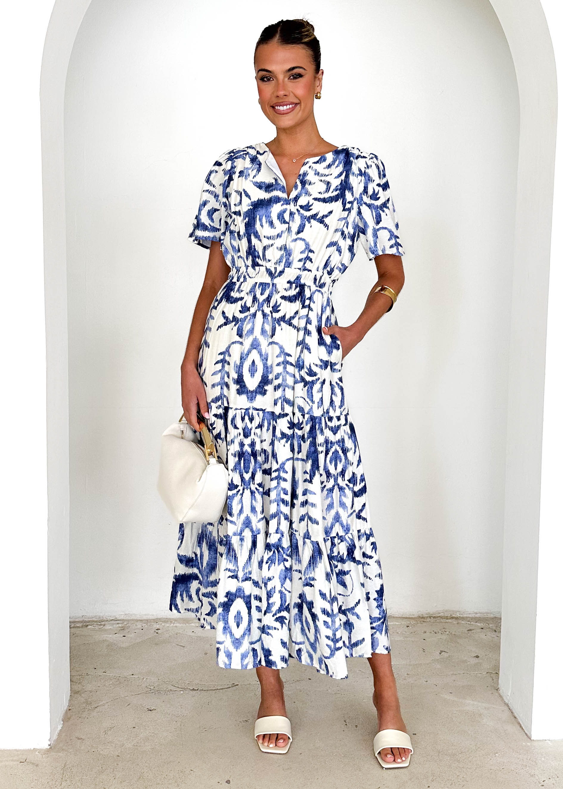 Valley Midi Dress - Blue Abstract