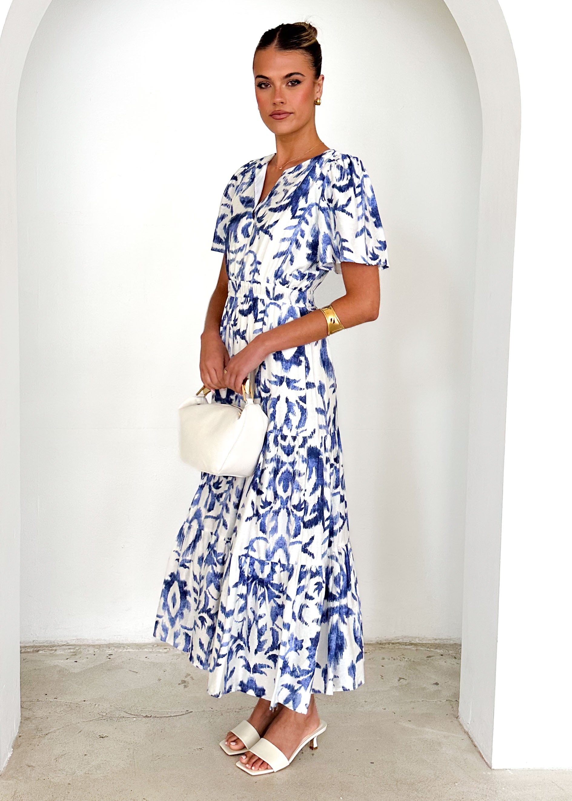 Valley Midi Dress - Blue Abstract