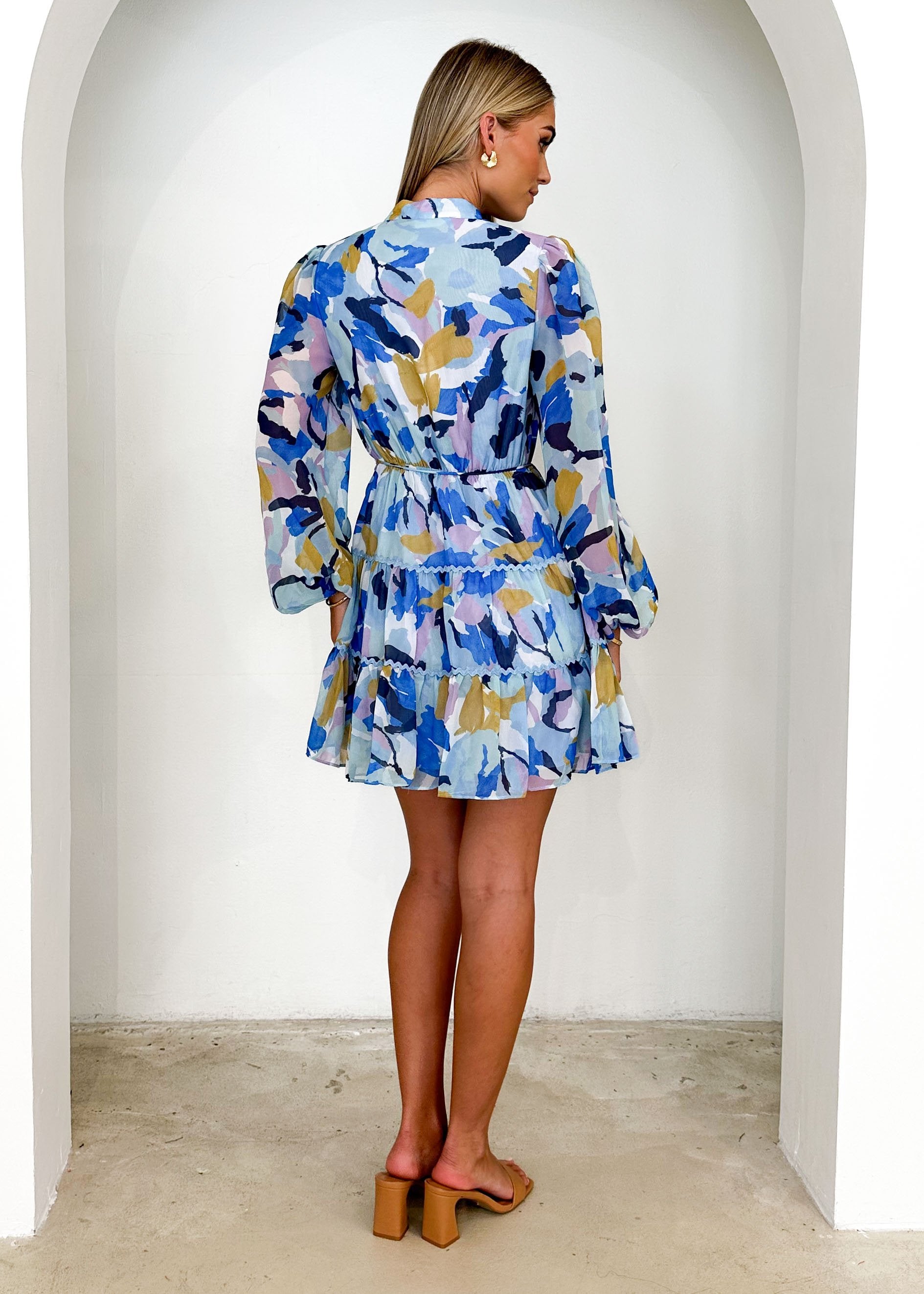 Deltra Dress - Blue Abstract