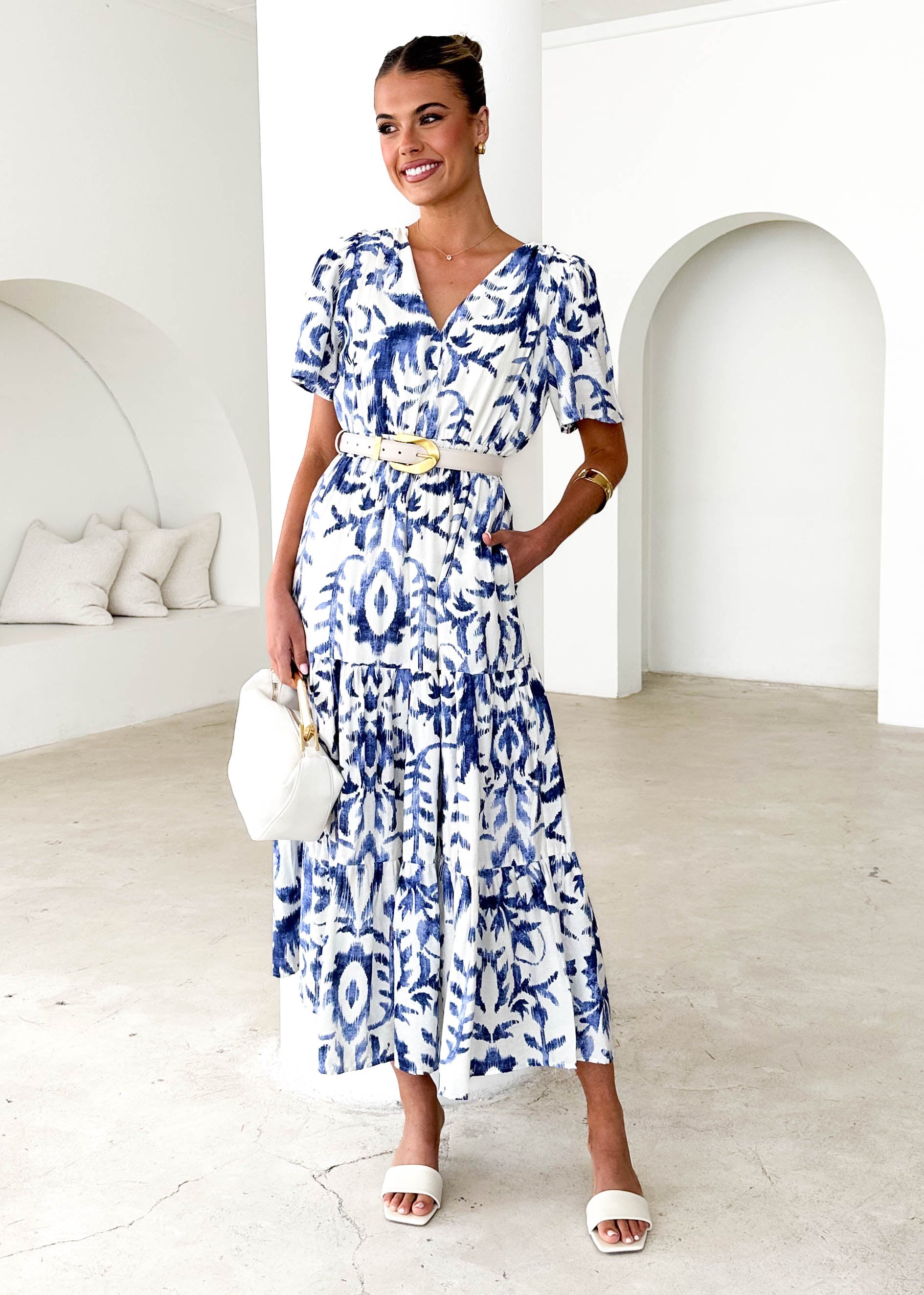 Valley Midi Dress - Blue Abstract