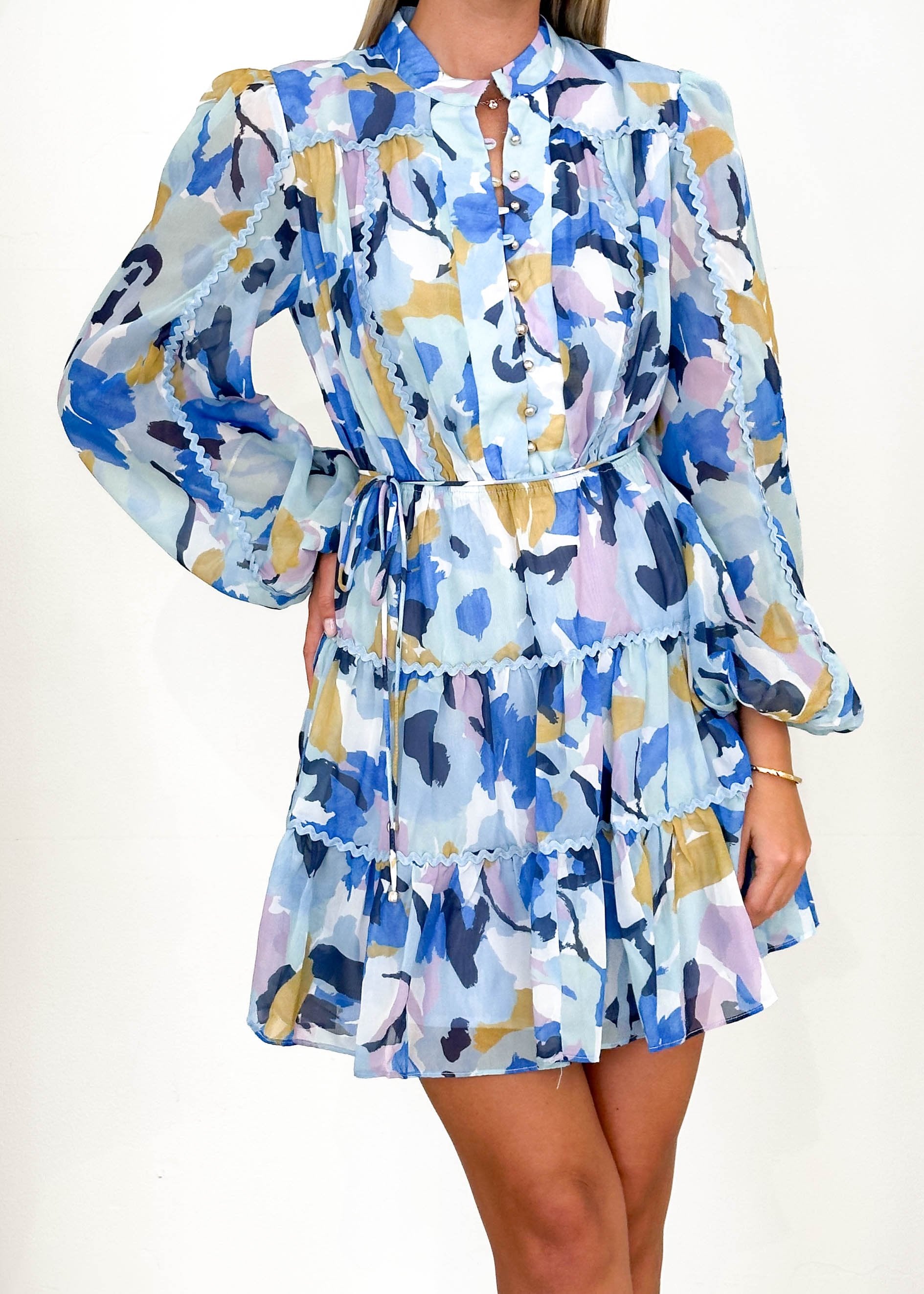 Deltra Dress - Blue Abstract