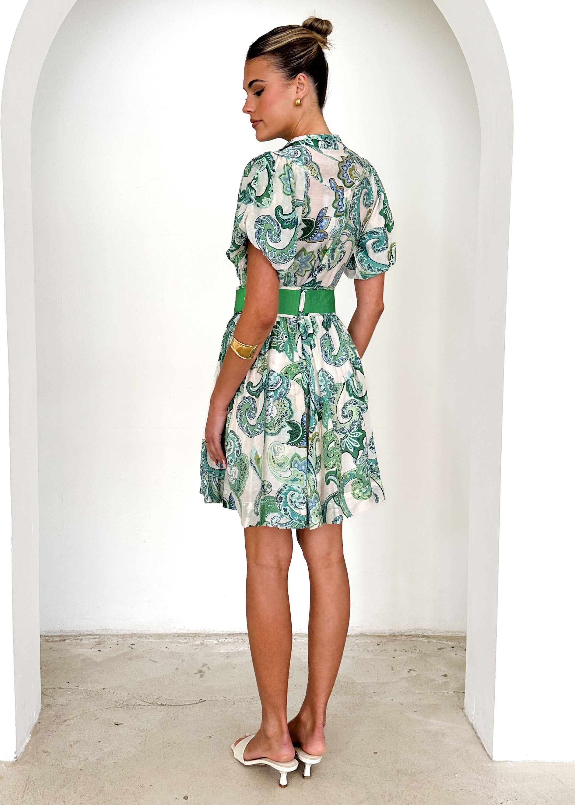 Raquel Dress - Green Paisley