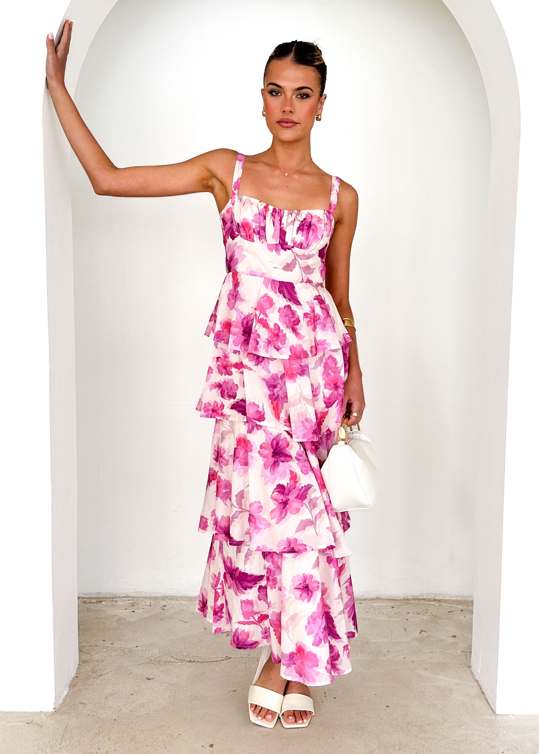 Renee Maxi Dress - Pink Flowers