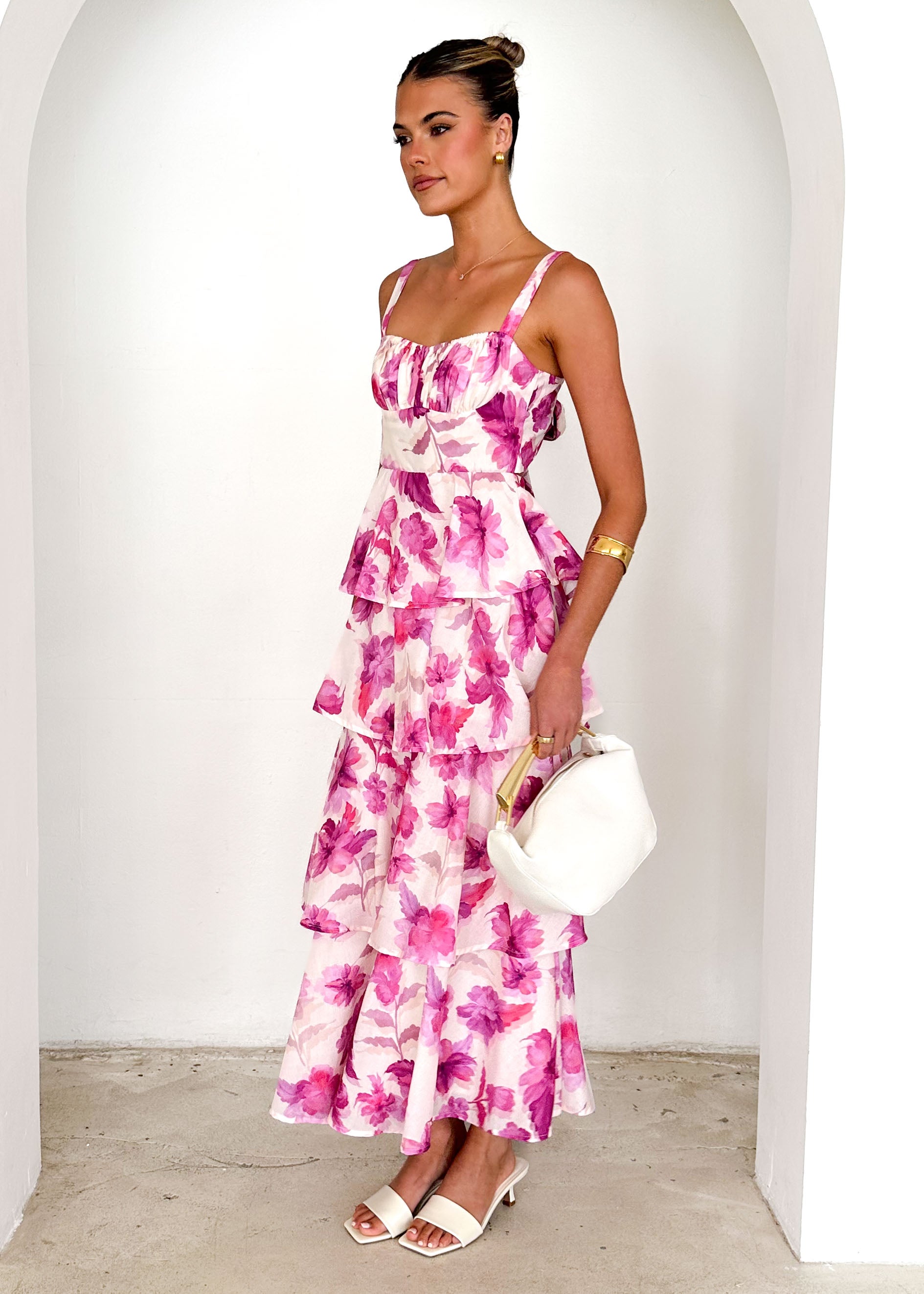 Renee Maxi Dress - Pink Flowers