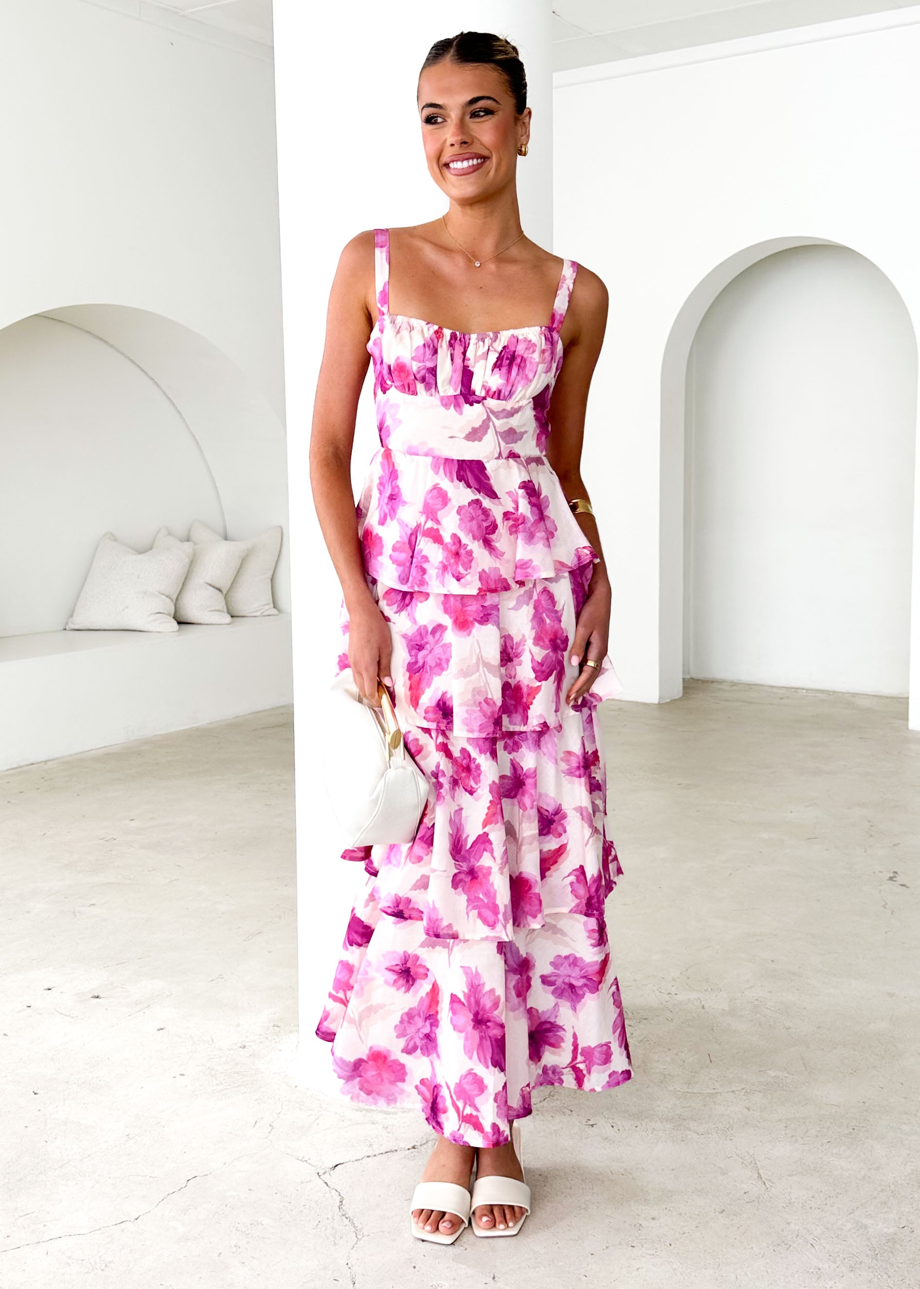 Renee Maxi Dress - Pink Flowers