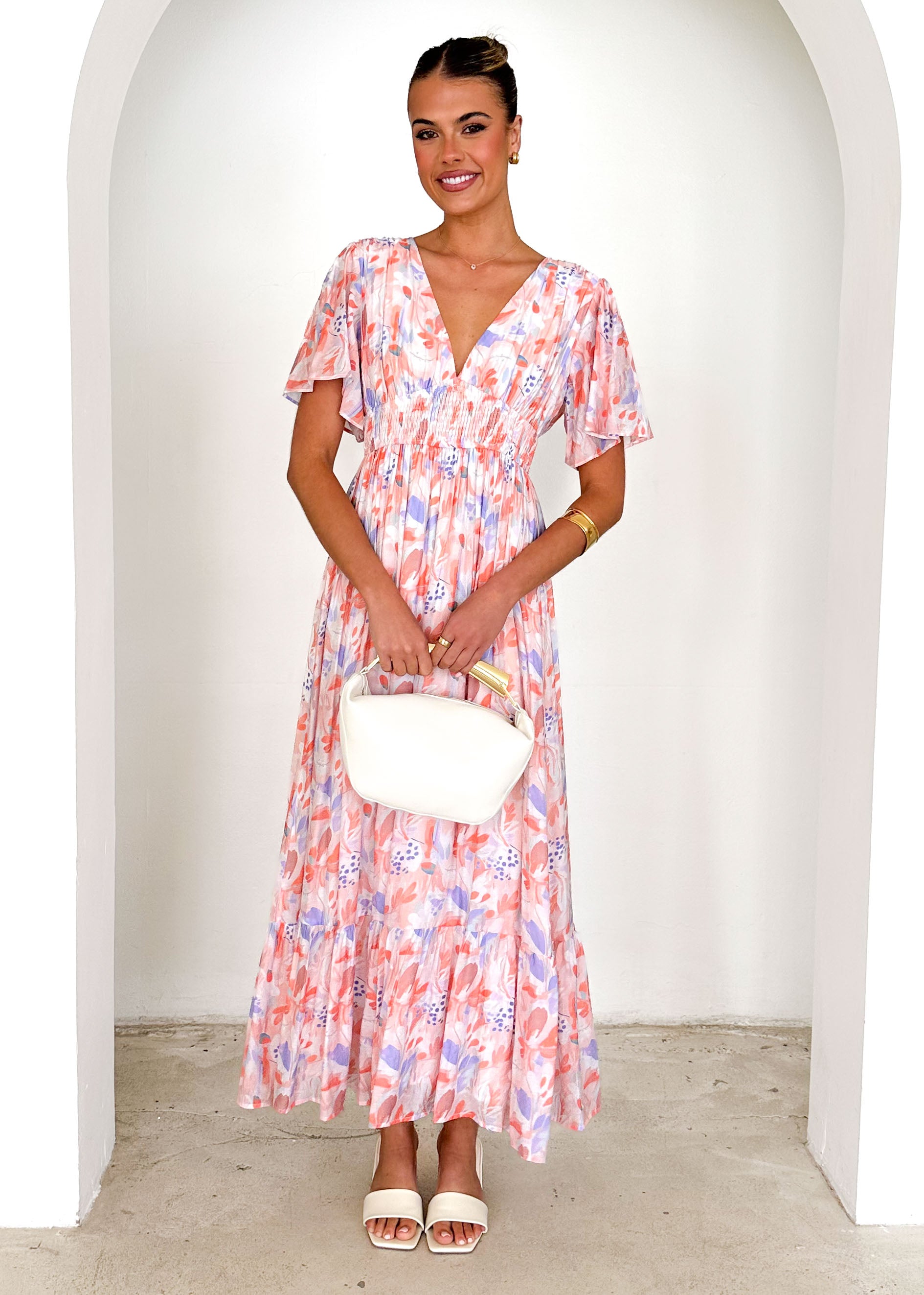 Brava Maxi Dress - Peach Floral