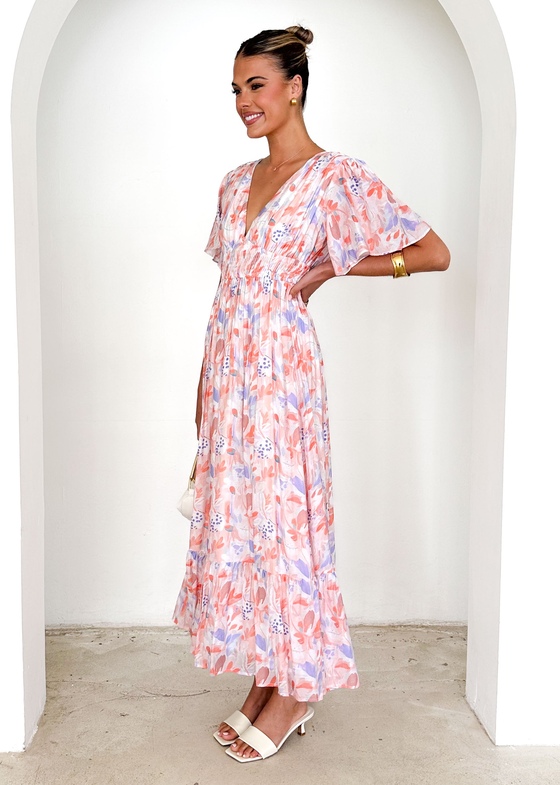 Brava Maxi Dress - Peach Floral