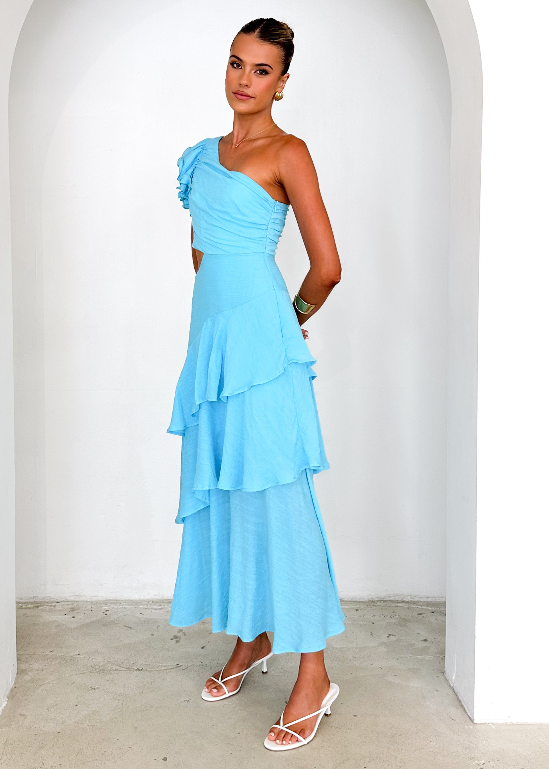 Lexi One Shoulder Maxi Dress - Blue