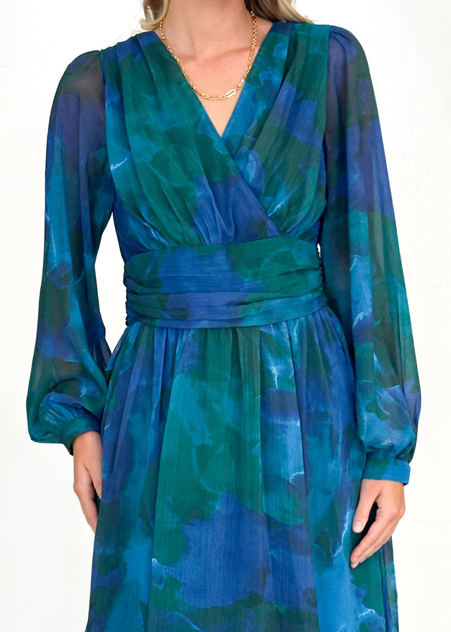 Amelle Maxi Dress - Blue Watercolour