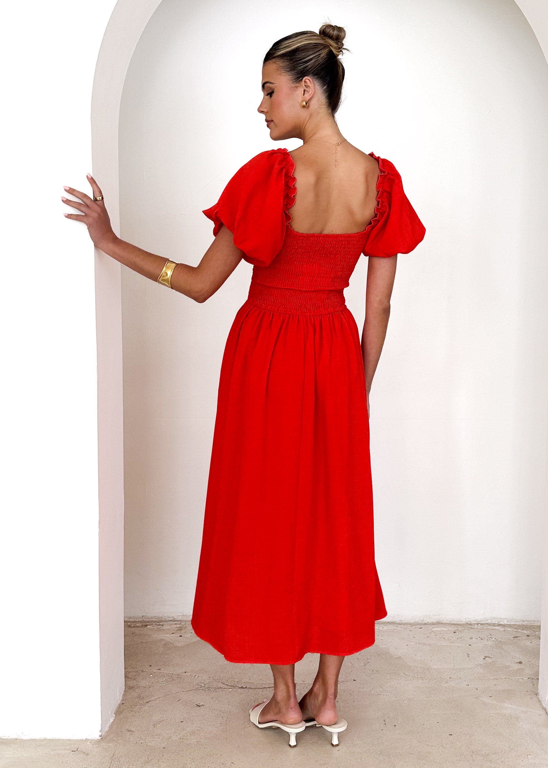 Davona Midi Dress - Red