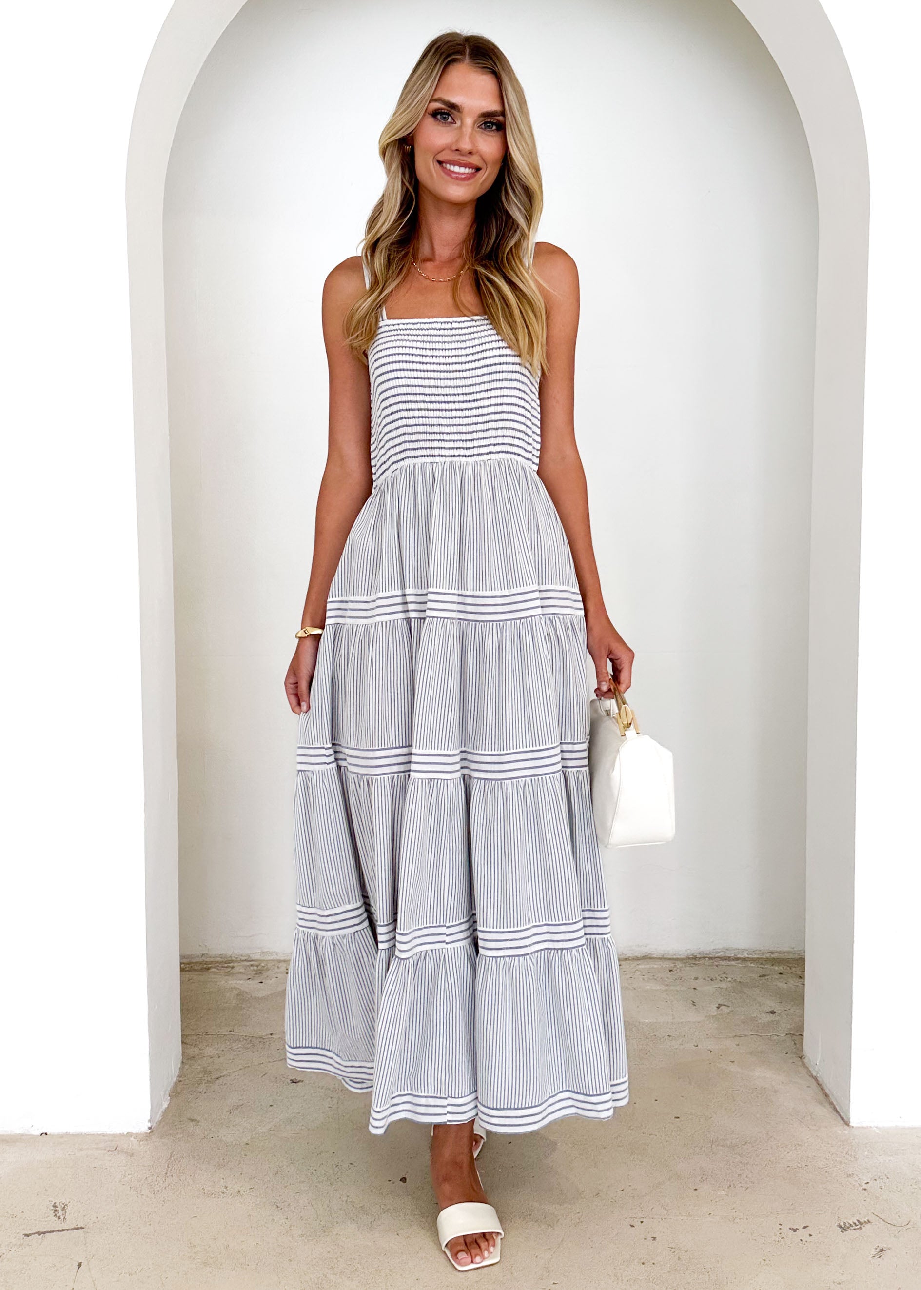 Courtland Maxi Dress - Navy Stripe