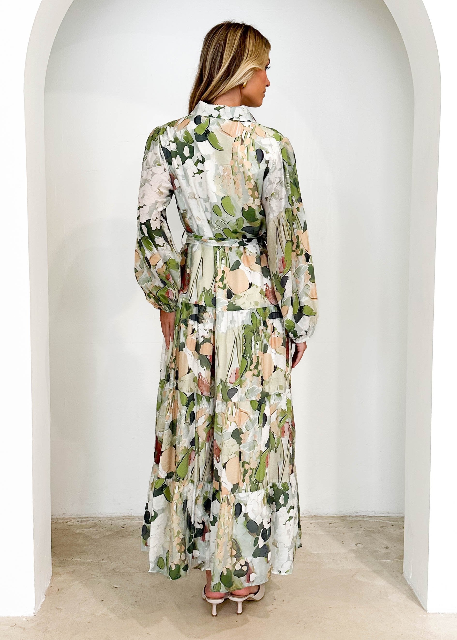 Floyd Maxi Dress - Green Abstract