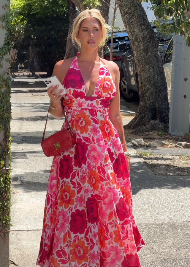 Valkyrie Halter Maxi Dress - Pink Bloom