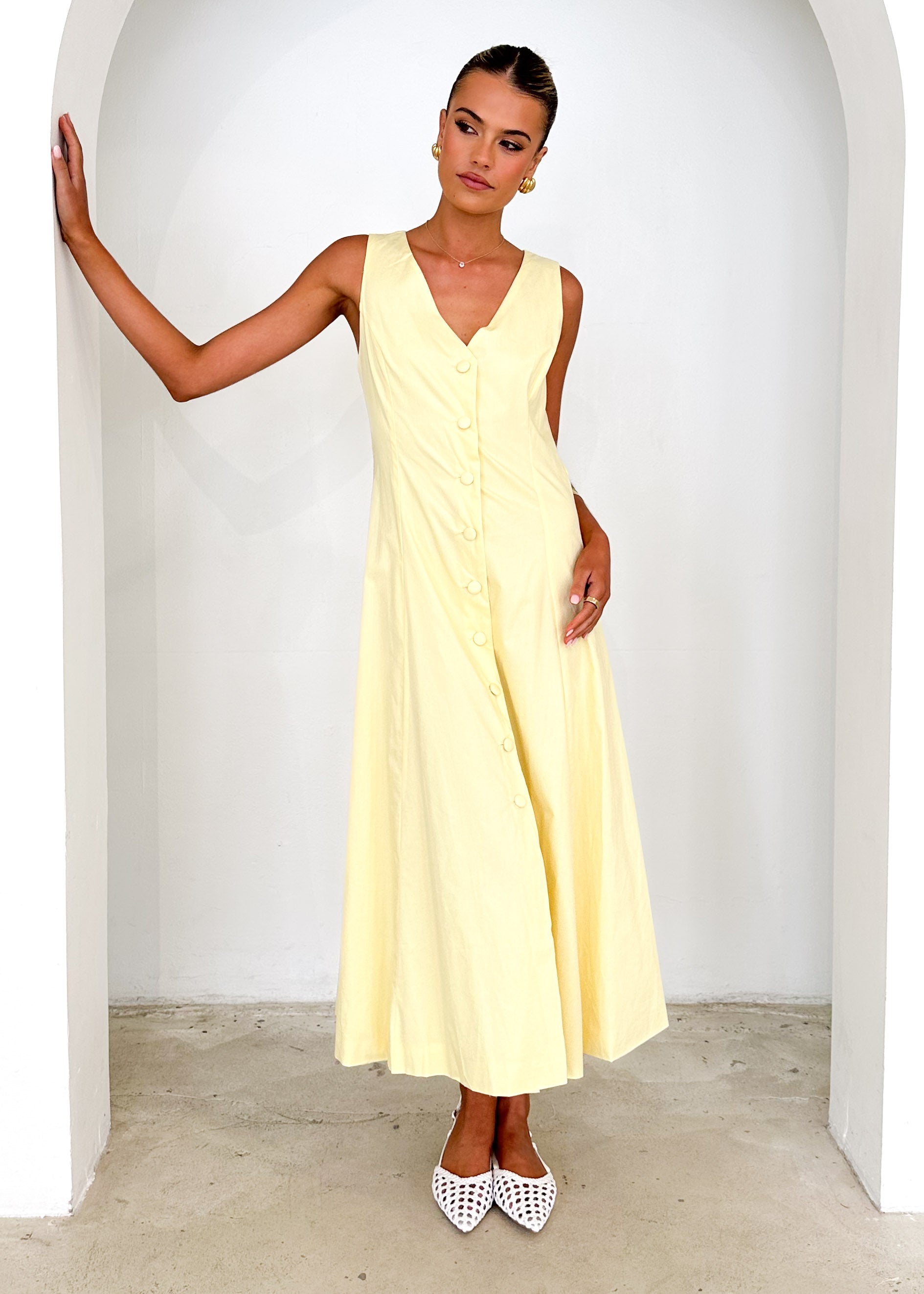 Gio Midi Dress - Lemon