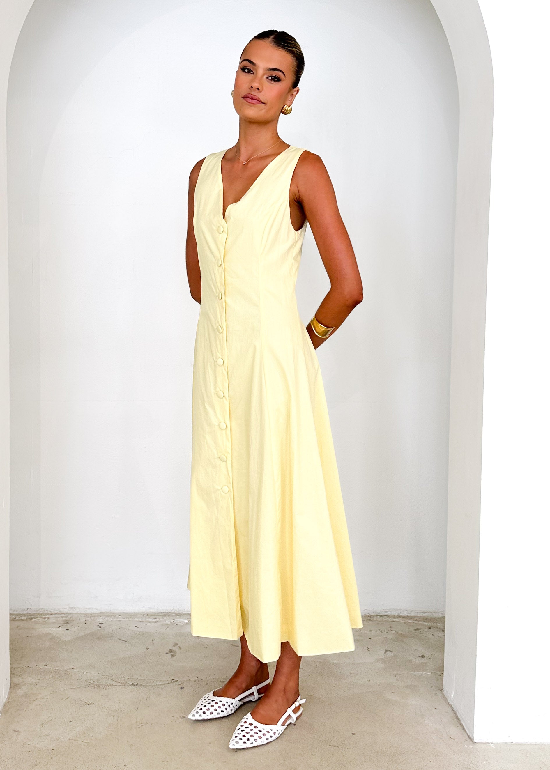 Gio Midi Dress - Lemon