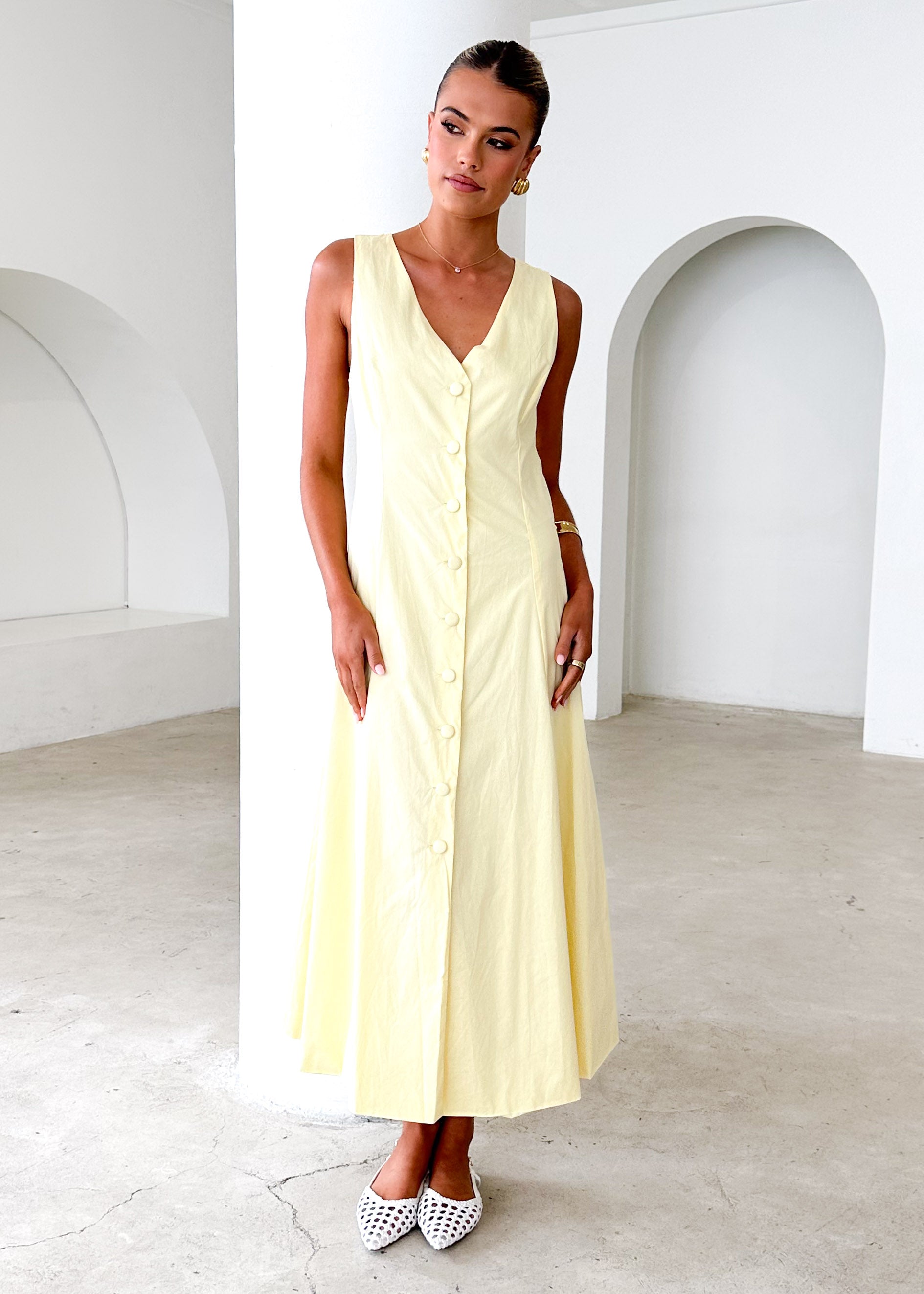 Gio Midi Dress - Lemon