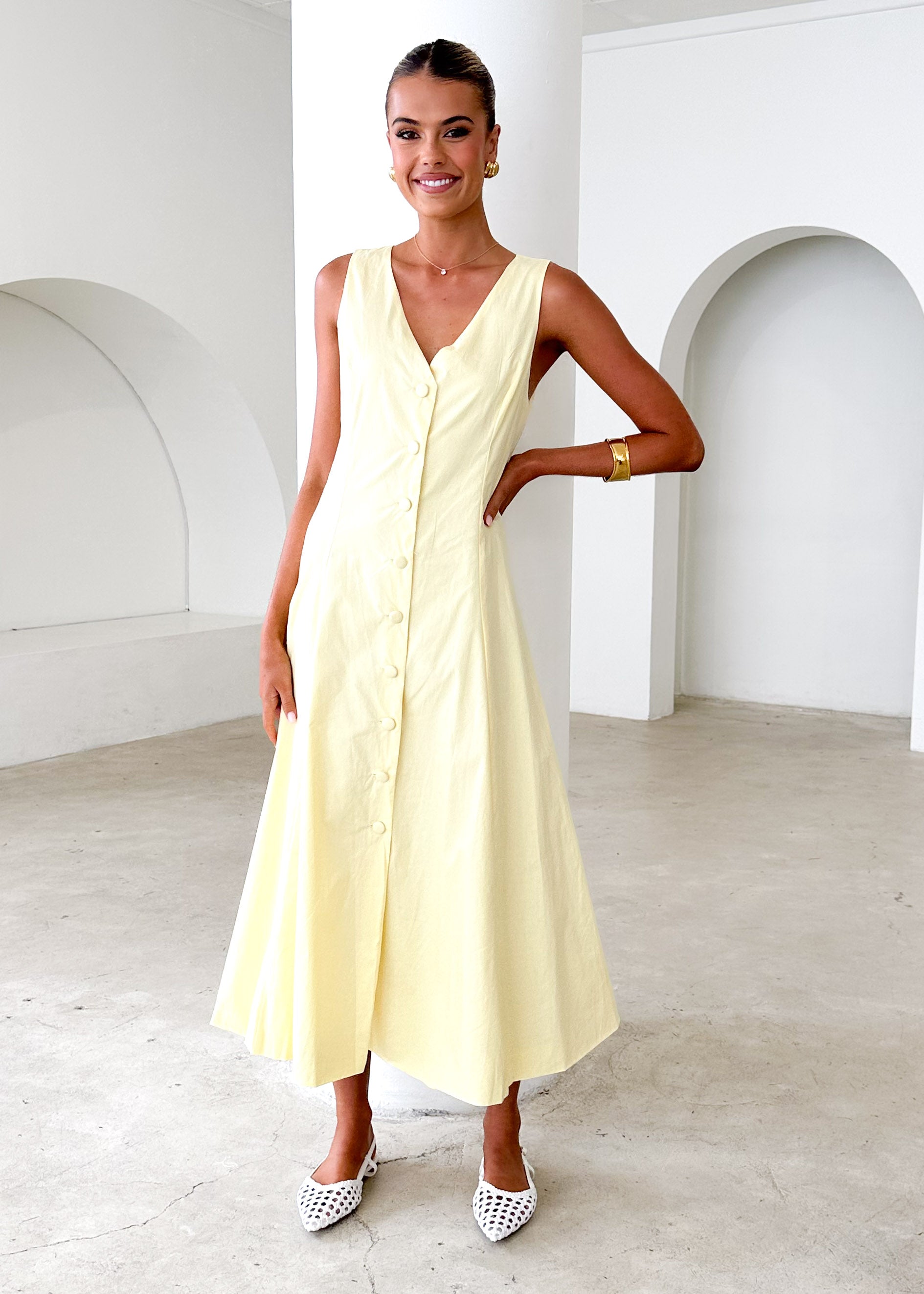 Gio Midi Dress - Lemon