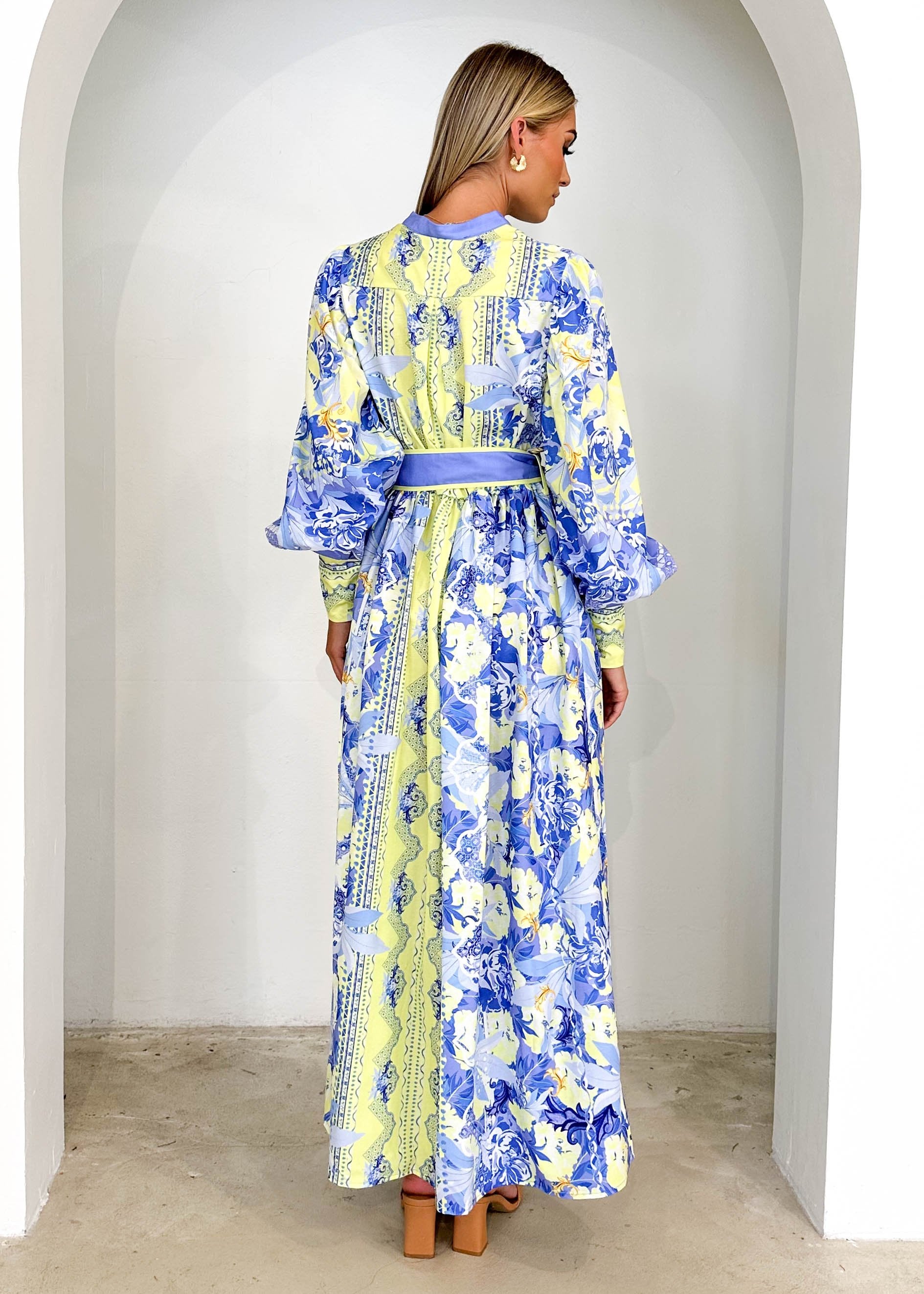 Gigla Maxi Dress - Lime Floral