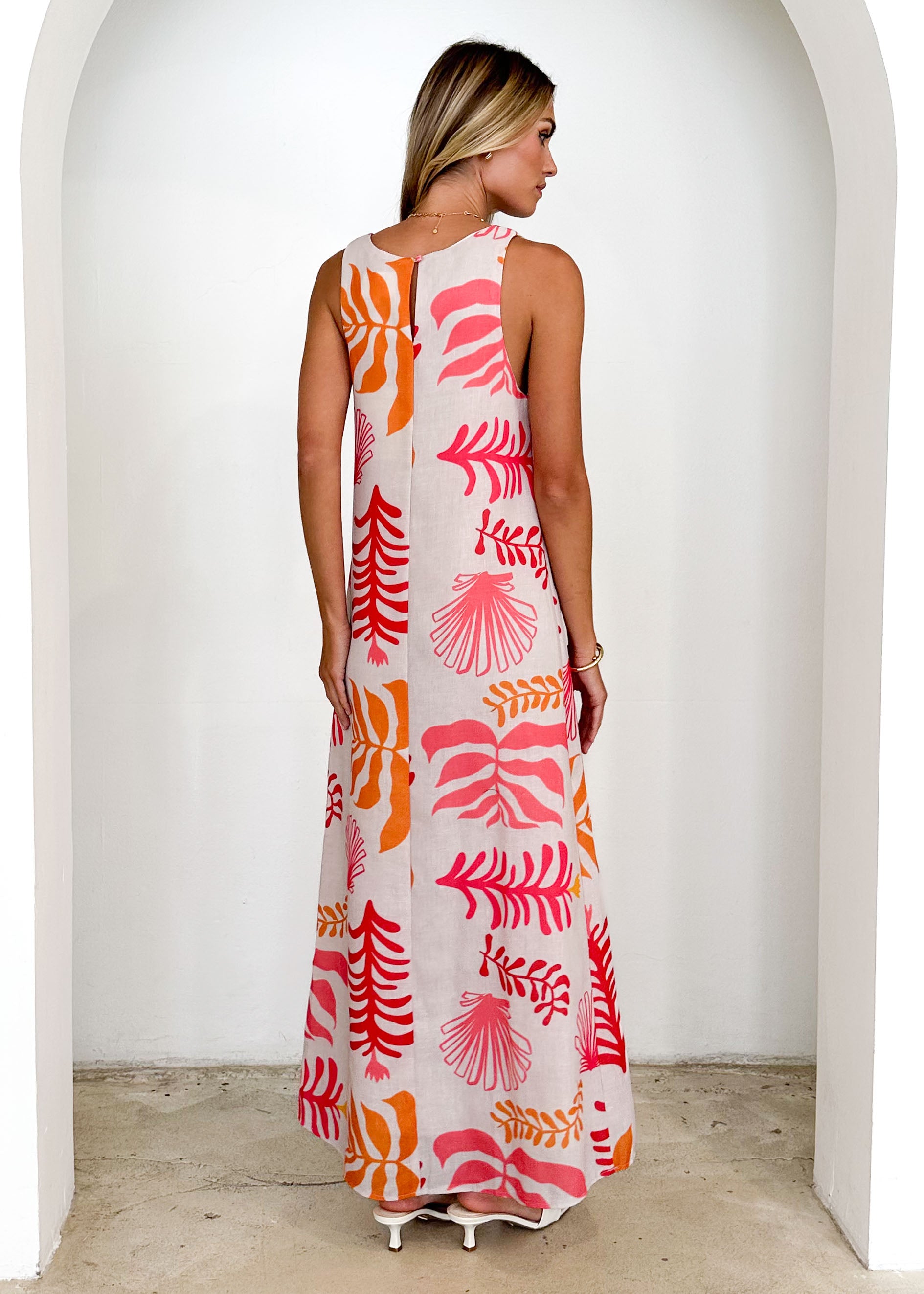 Tusk Midi Dress - Pink Abstract