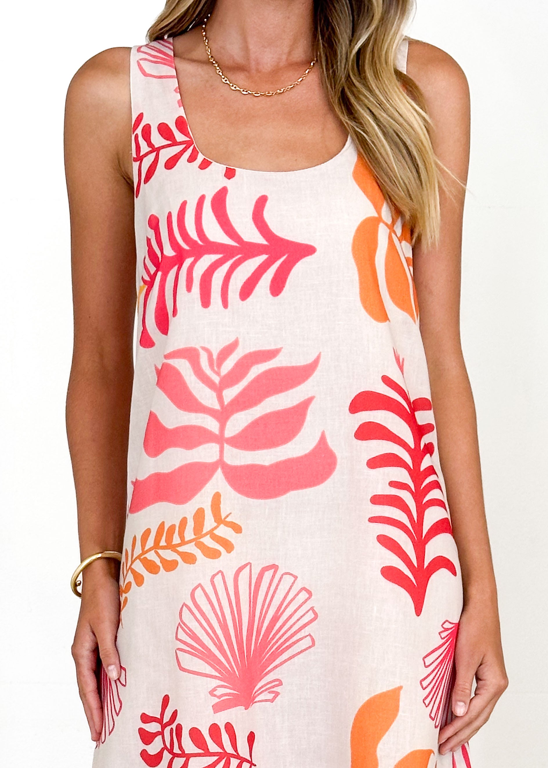 Tusk Midi Dress - Pink Abstract