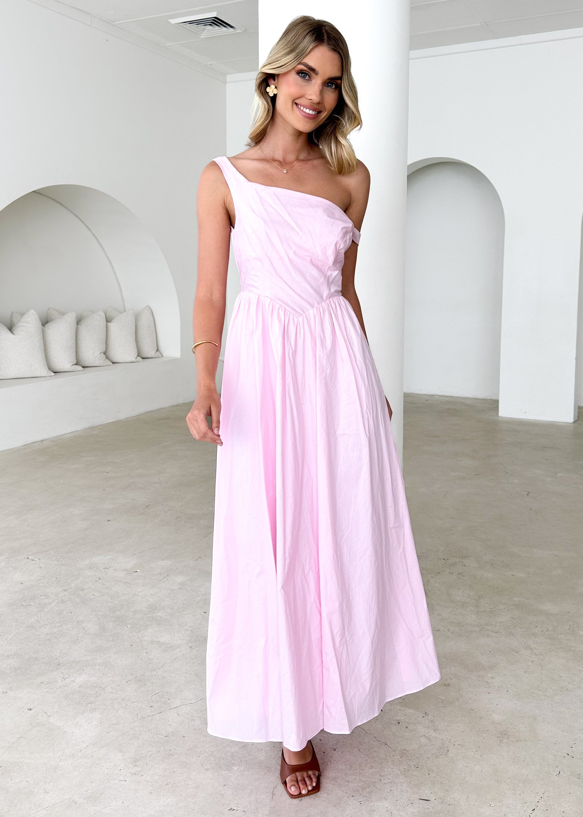 Haven One Shoulder Maxi Dress - Blush