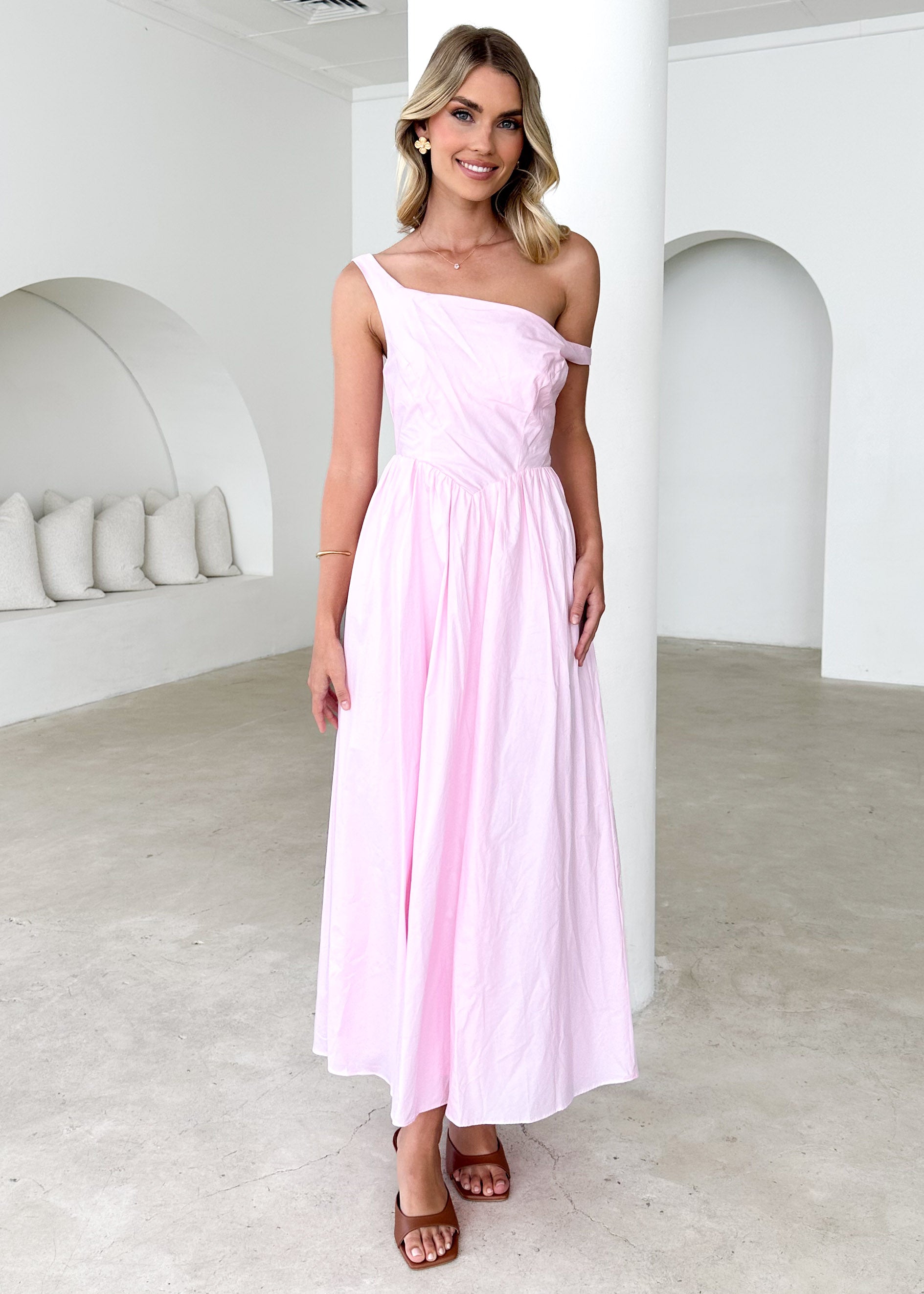 Haven One Shoulder Maxi Dress - Blush