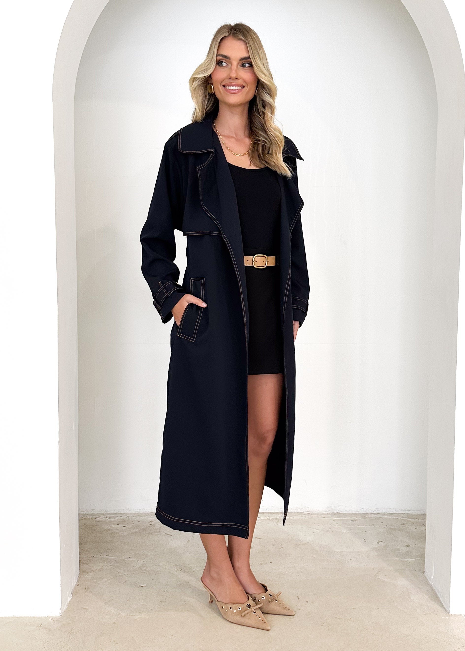 Jaidie Trench Coat - Indigo