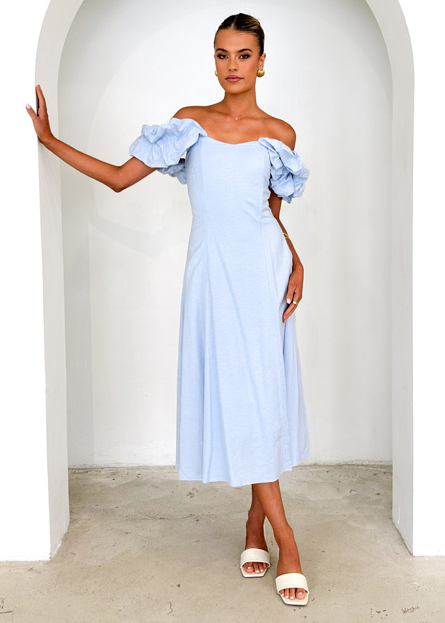 Celtic Midi Dress - Powder Blue Gingham & Heels Celtic Midi Dress - Powder Blue Gingham & Heels