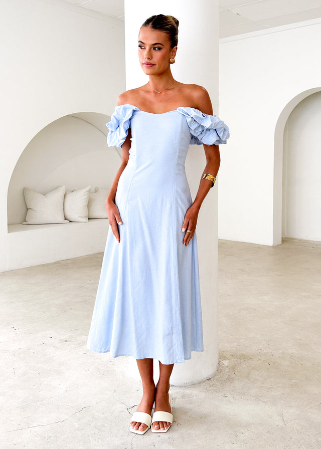 Celtic Midi Dress - Powder Blue Gingham & Heels Celtic Midi Dress - Powder Blue Gingham & Heels