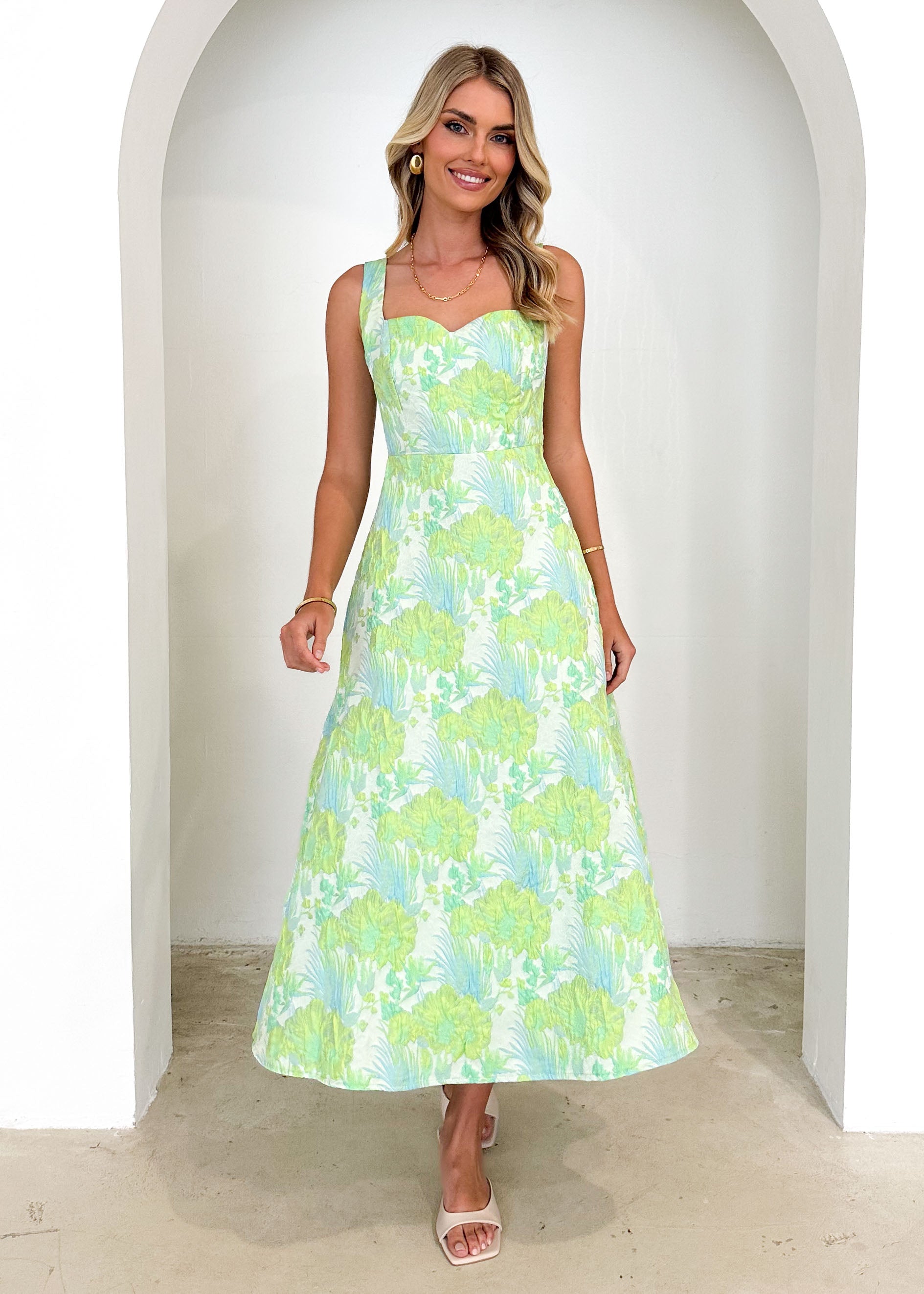 Callahan Midi Dress - Mint Jacquard