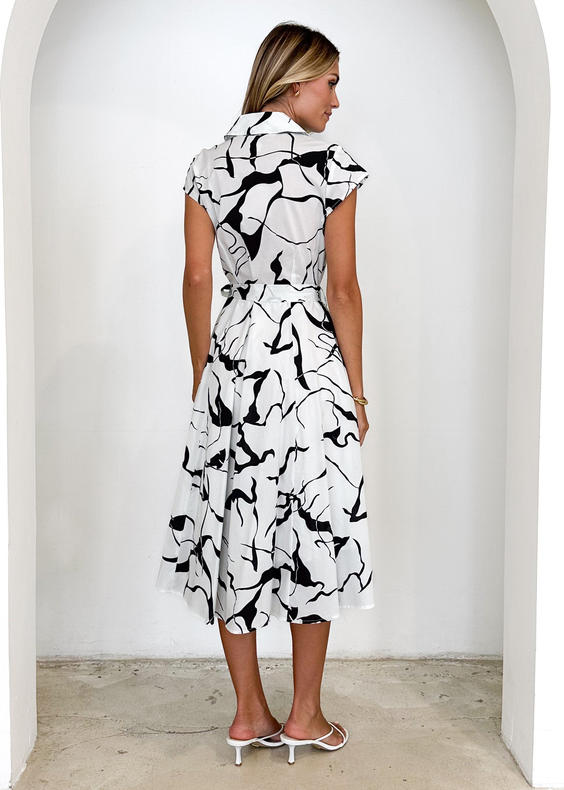 Cofield Midi Dress - Black Swirl