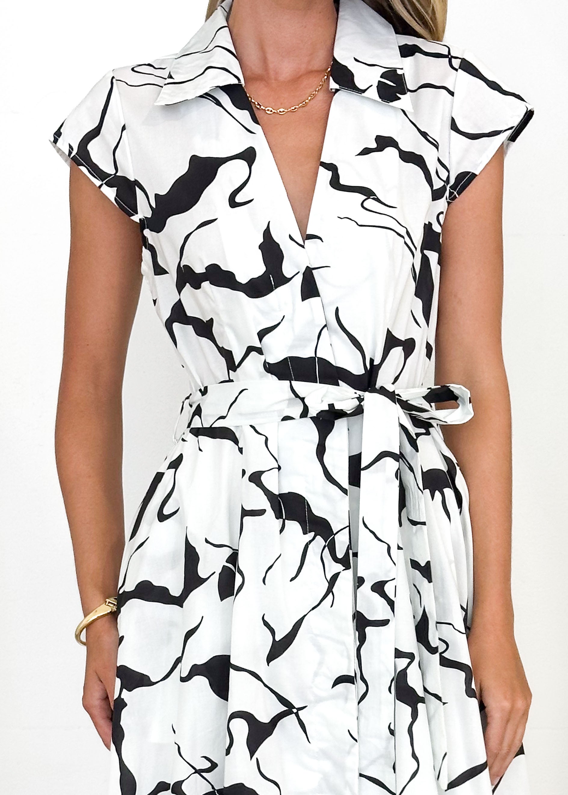 Cofield Midi Dress - Black Swirl