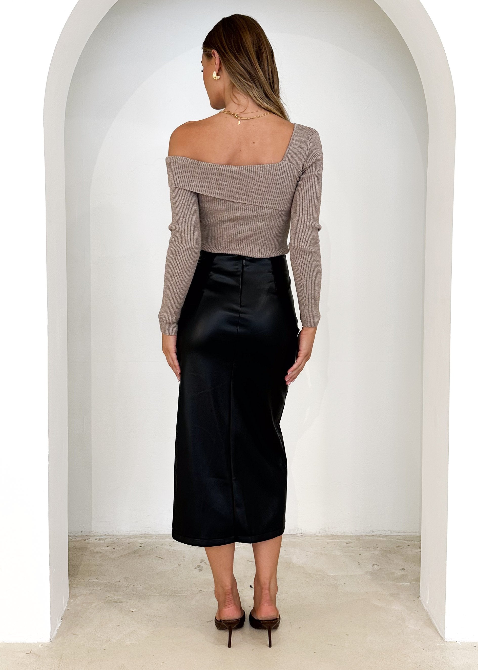Monet PU Midi Skirt - Black