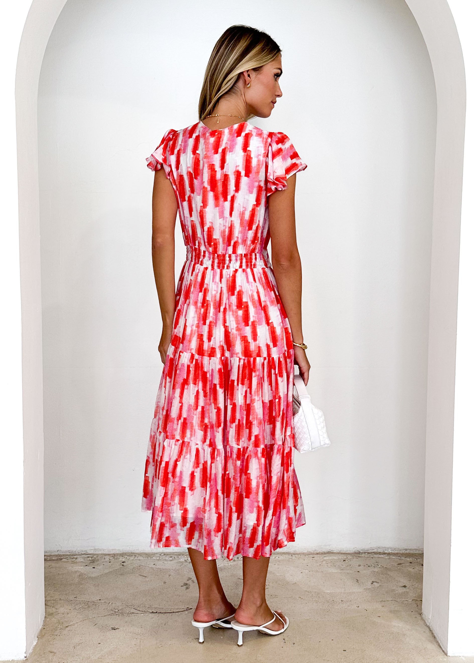 Gatsby Midi Dress - Red Splash