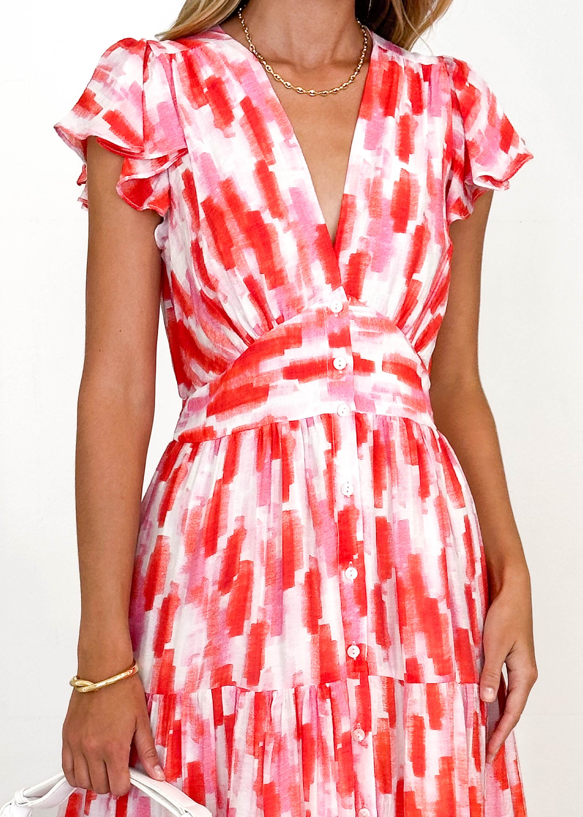 Gatsby Midi Dress - Red Splash