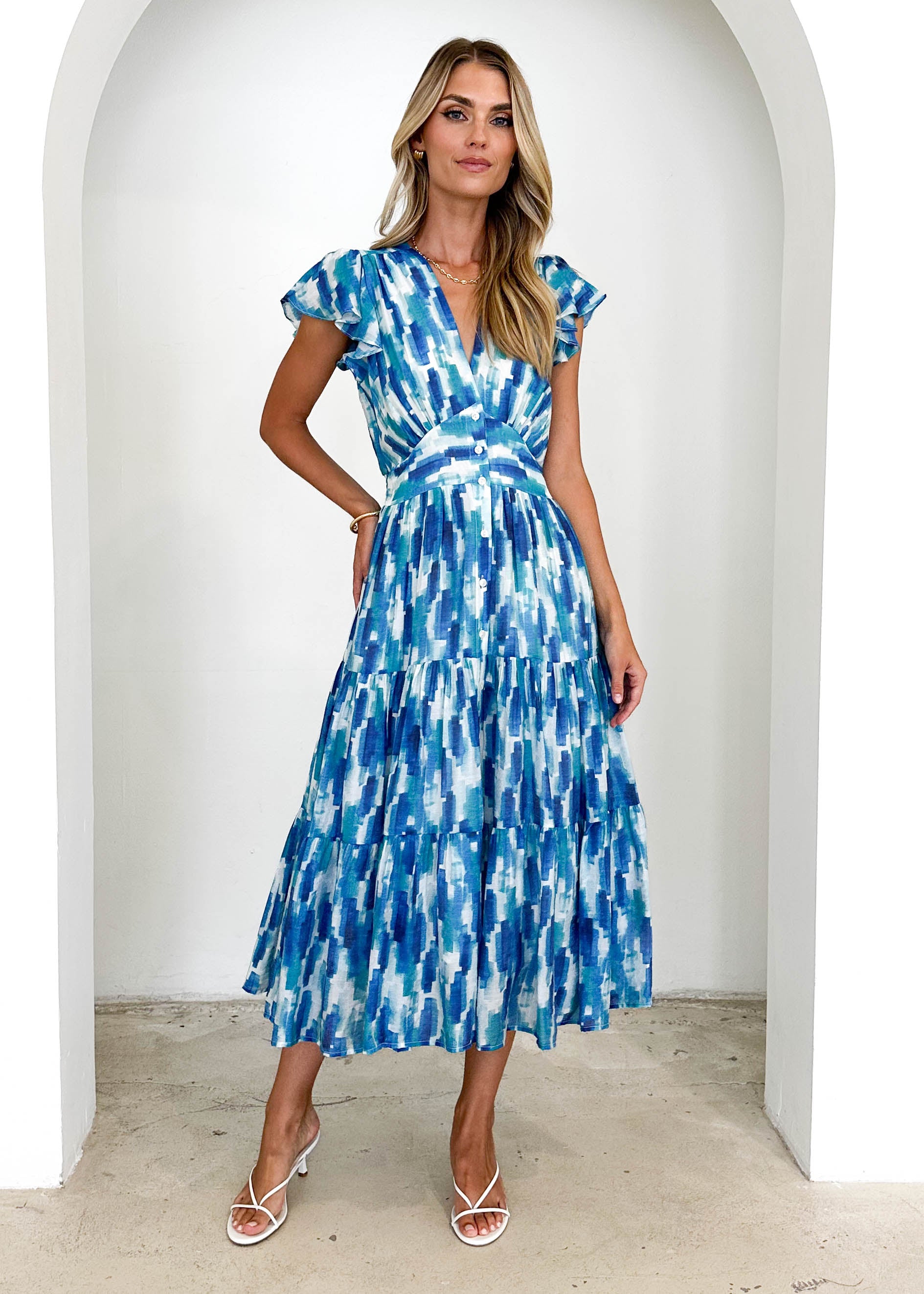 Gatsby Midi Dress - Blue Splash