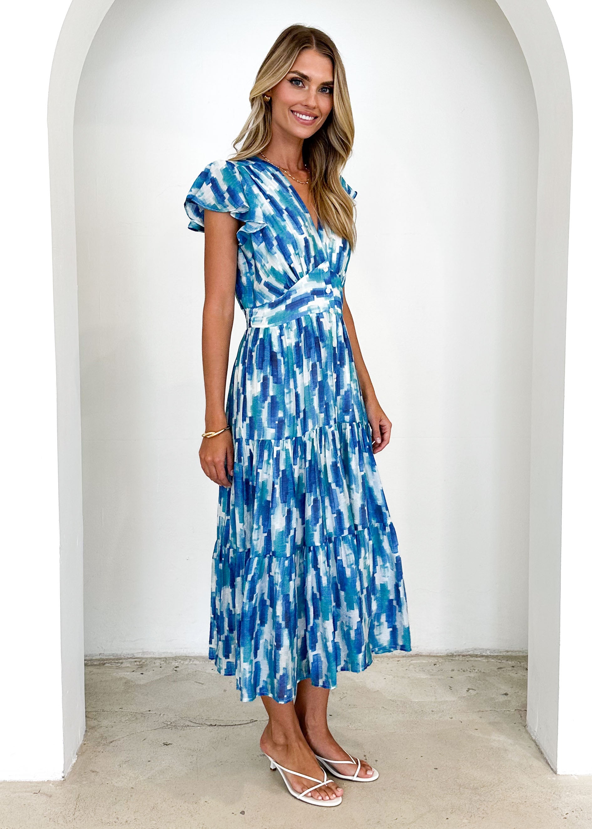 Gatsby Midi Dress - Blue Splash