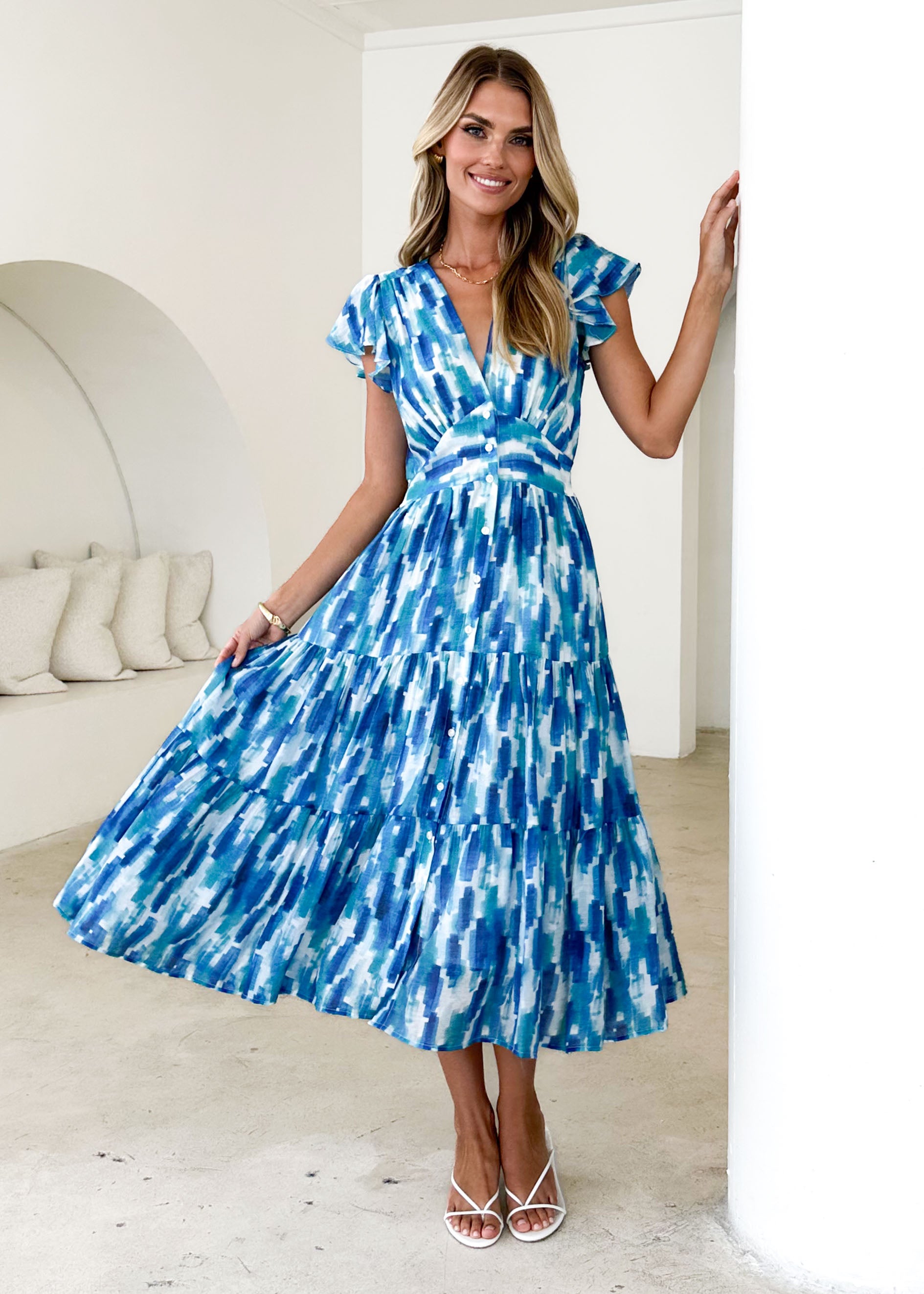 Gatsby Midi Dress - Blue Splash