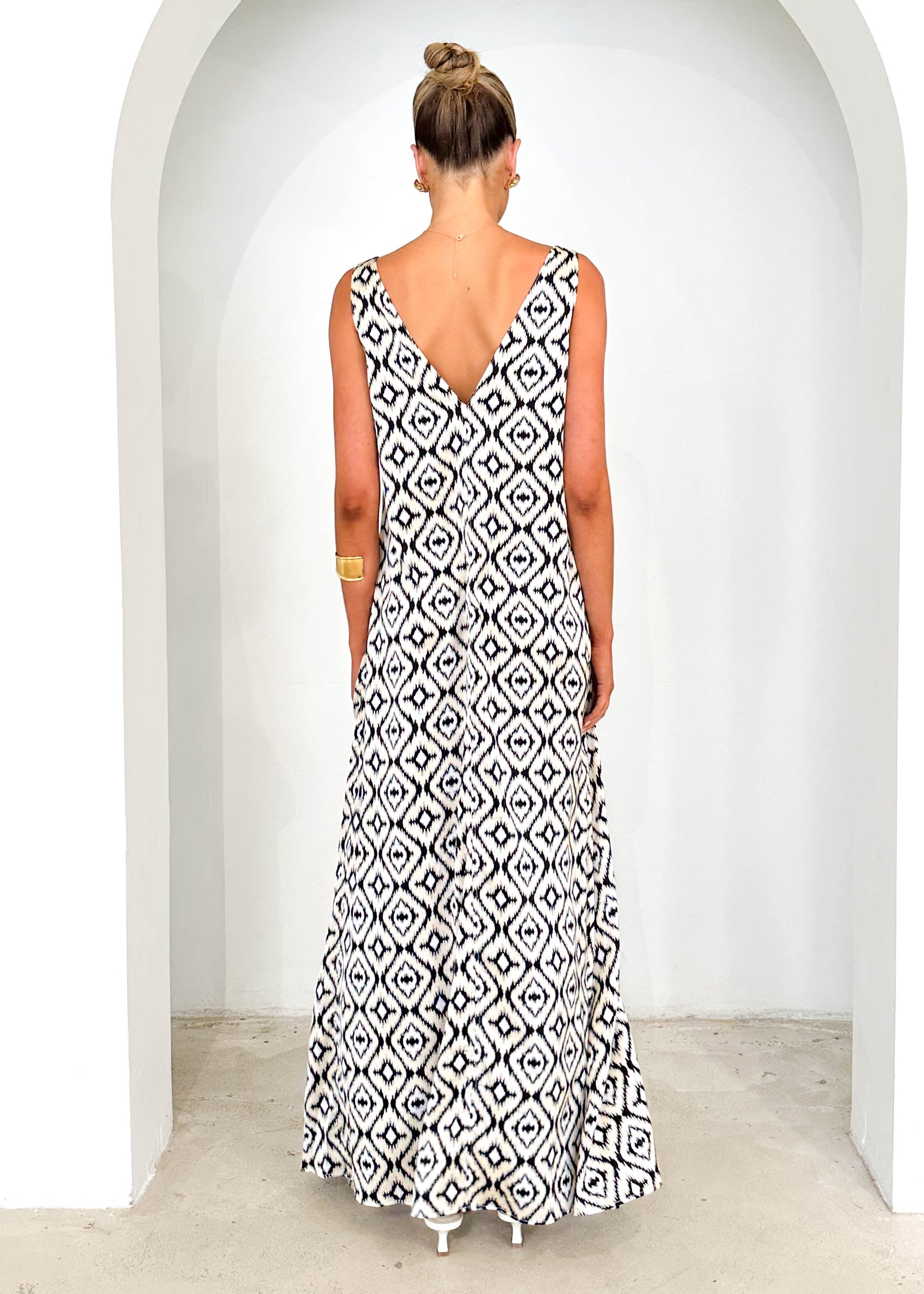 Cantina Maxi Dress - Cream Ikat