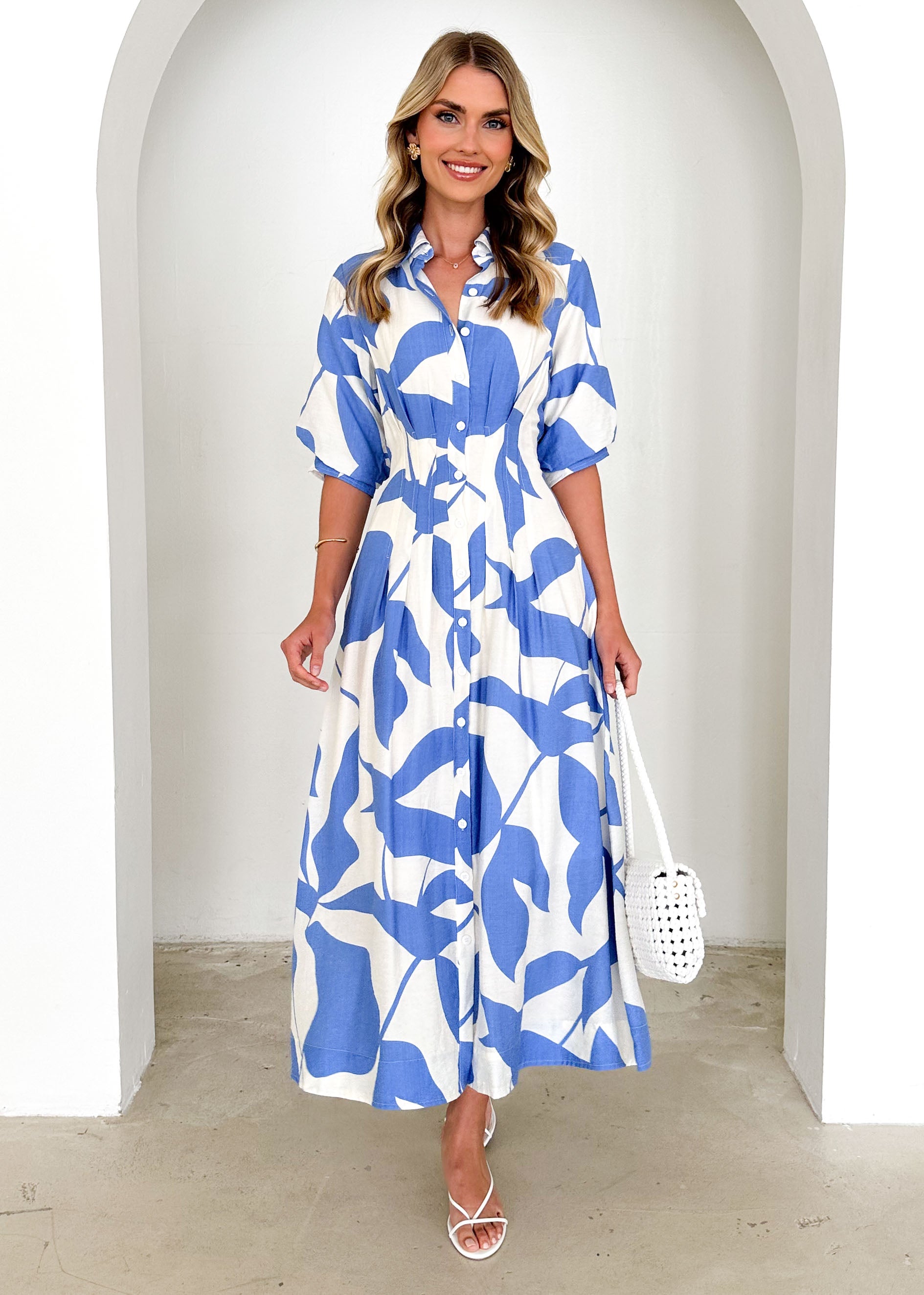 Hampton Midi Dress - Cornflower Blue