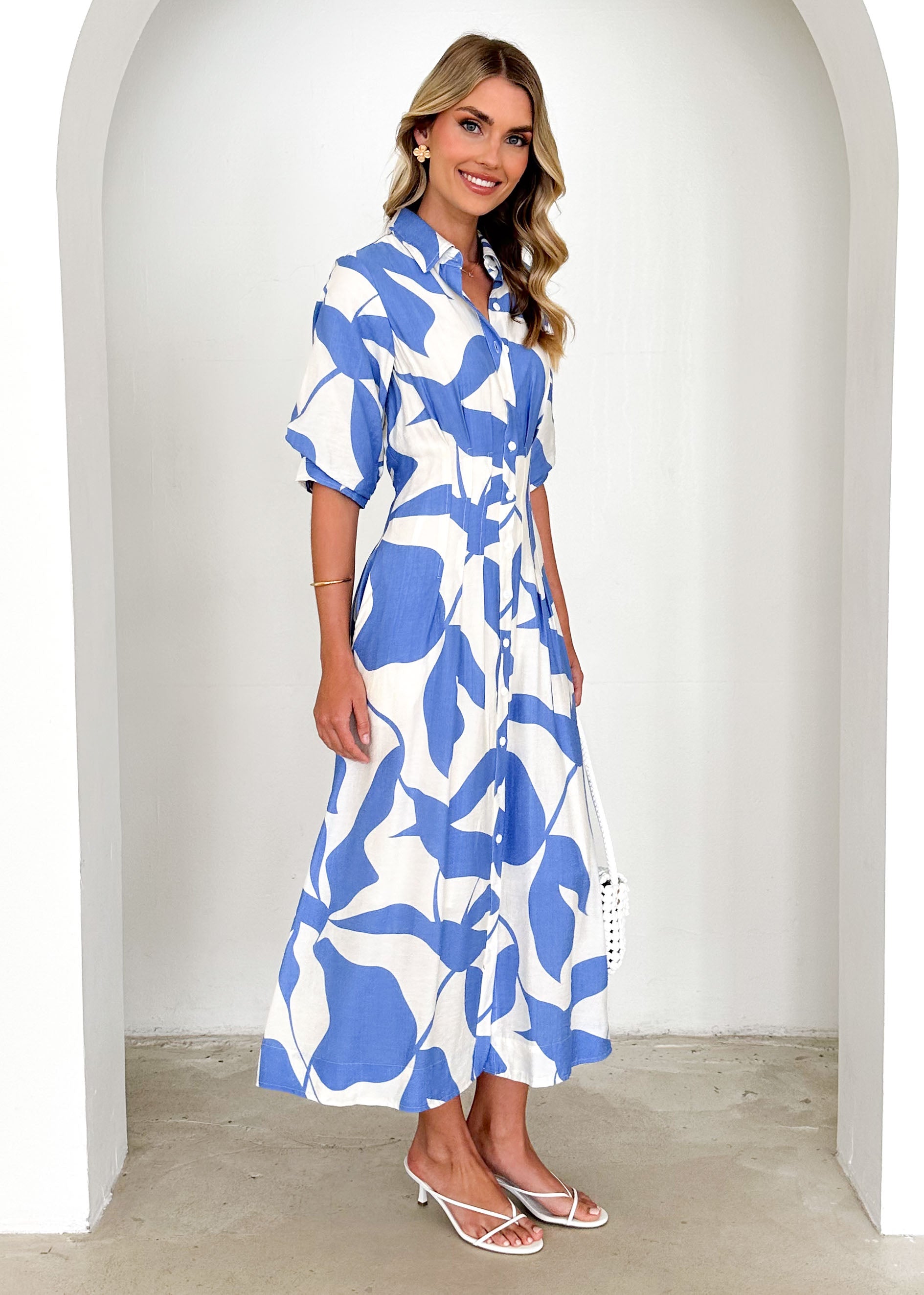 Hampton Midi Dress - Cornflower Blue