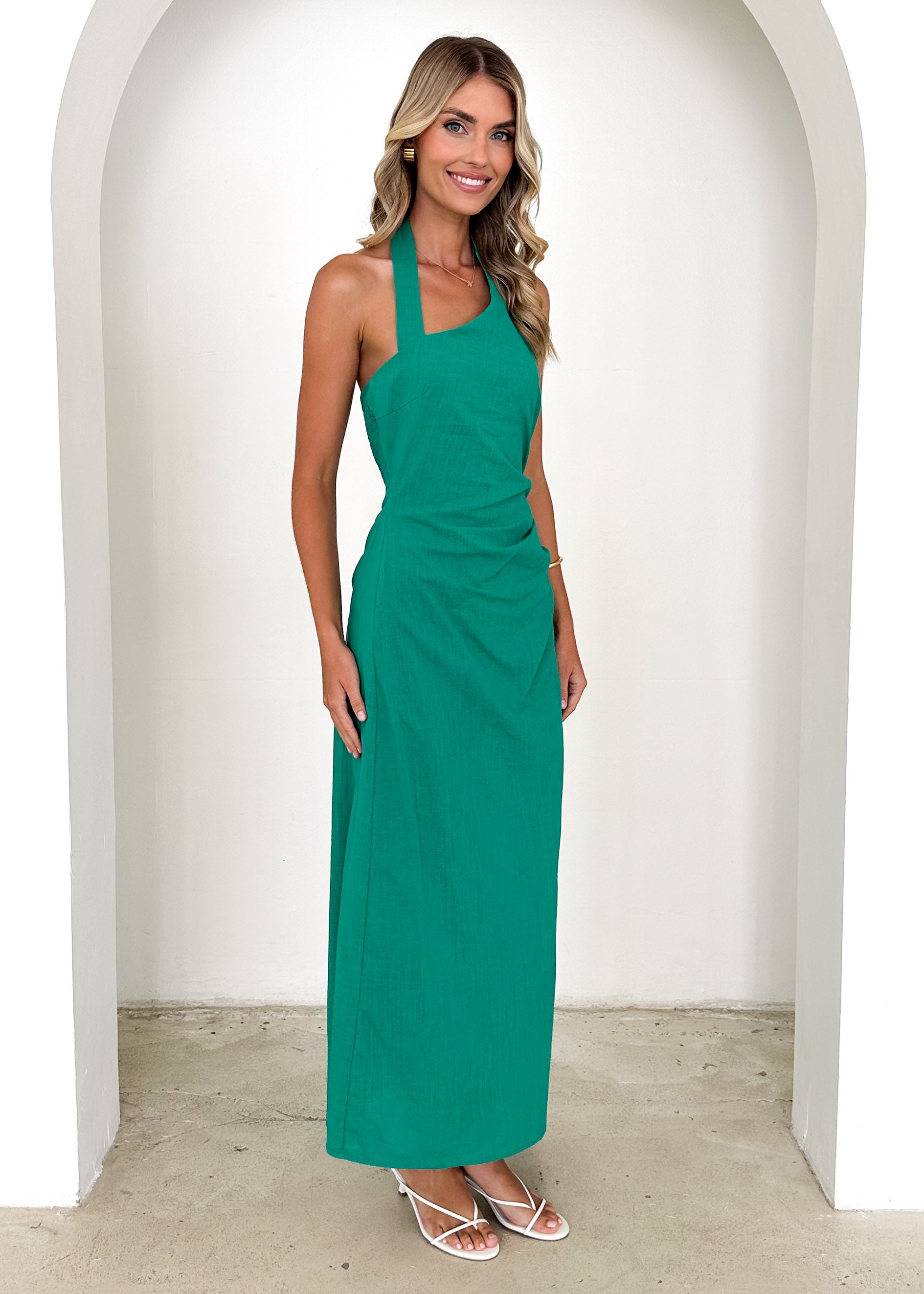 Aella Halter Maxi Dress - Green