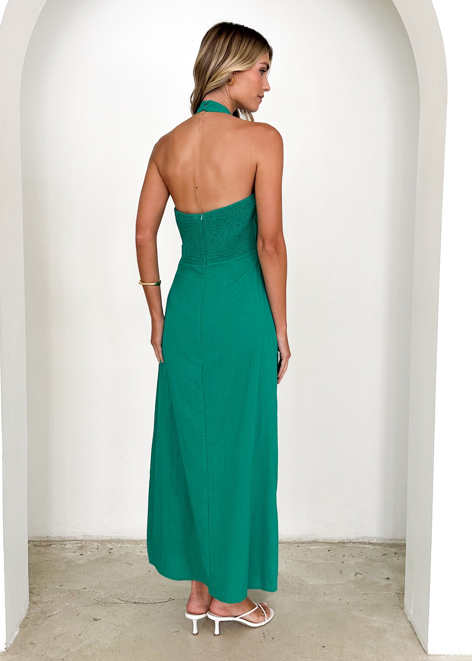 Aella Halter Maxi Dress - Green