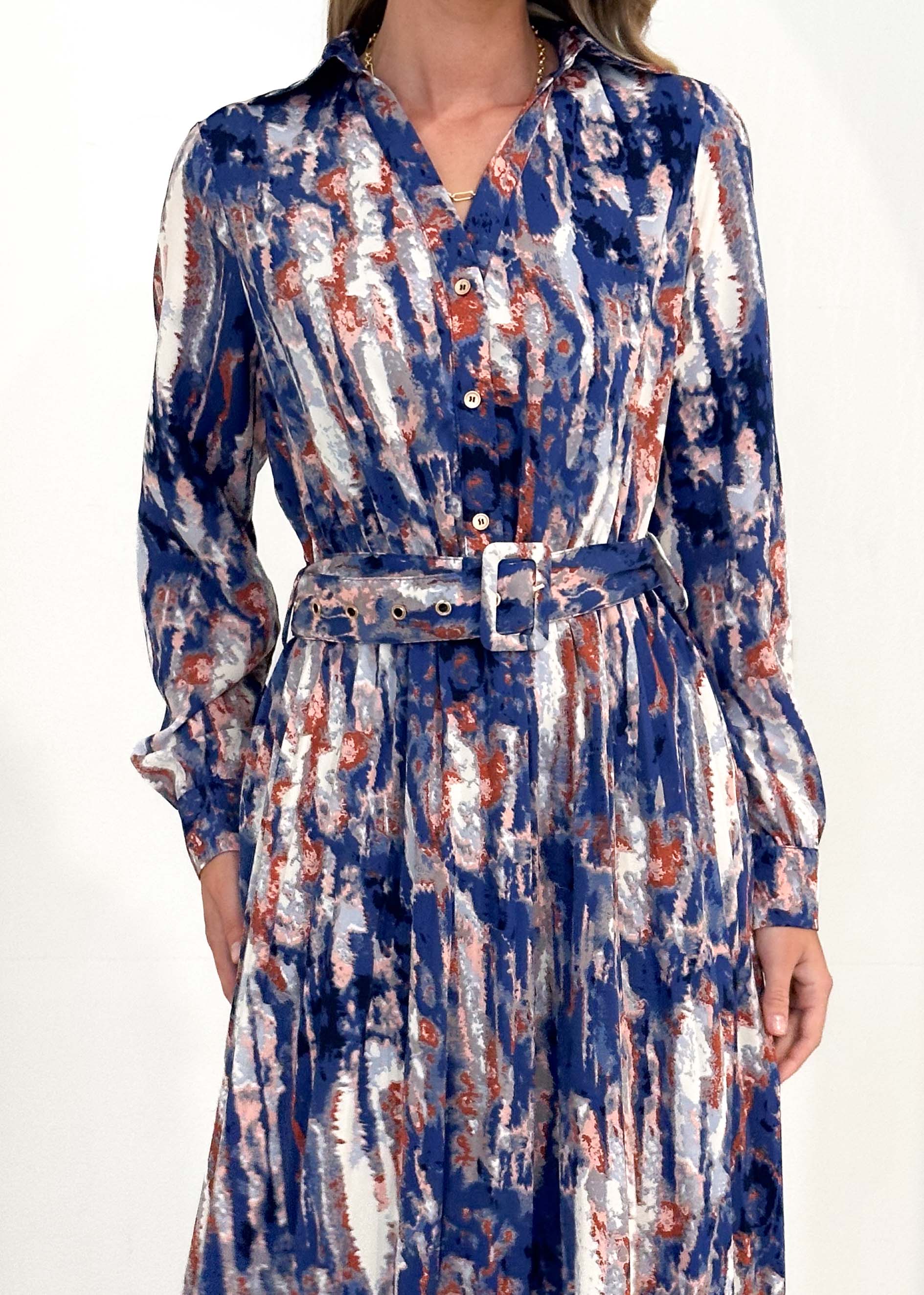 Vikral Midi Dress - Rusted Blue