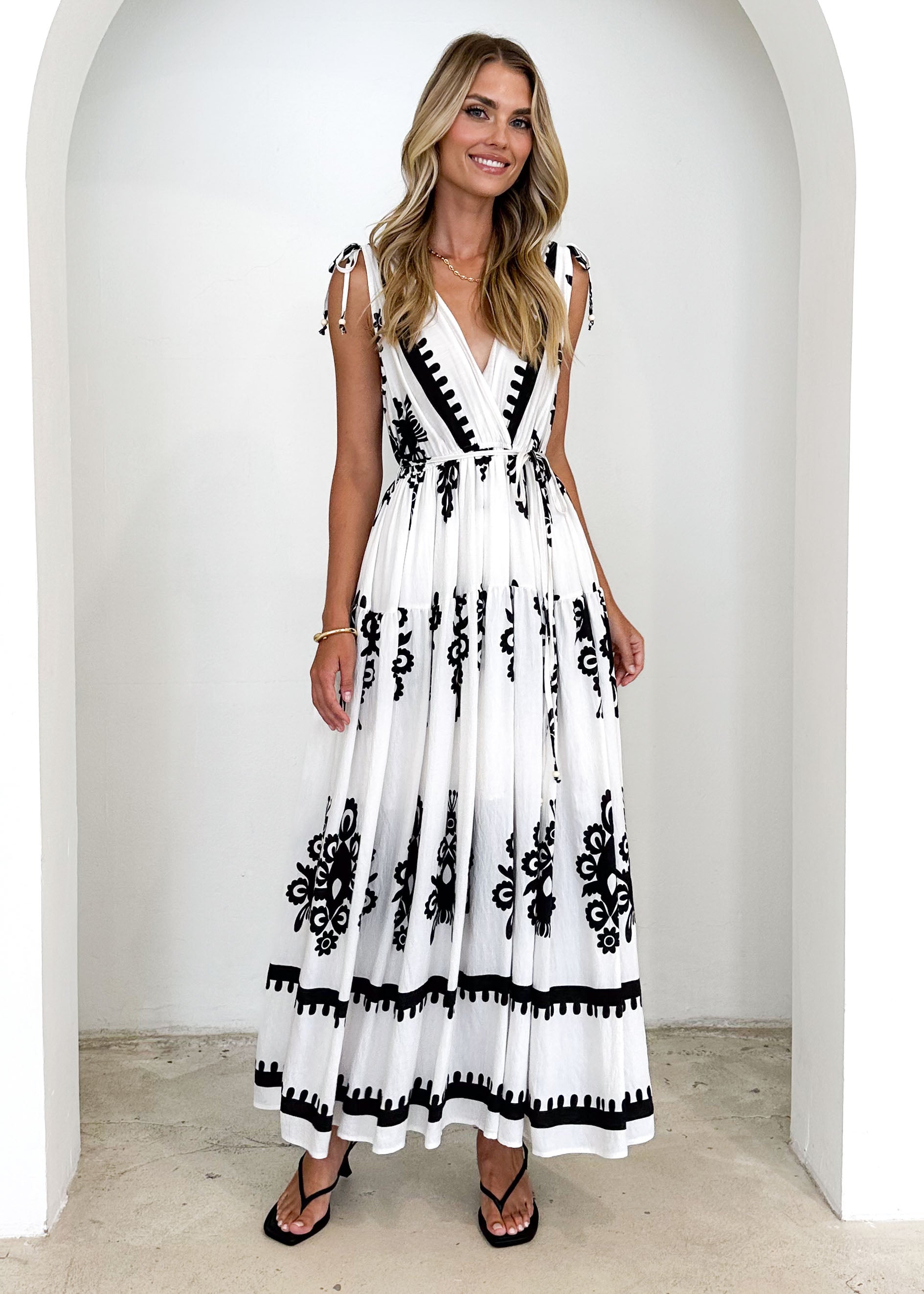 Elysium Maxi Dress - Black Abstract