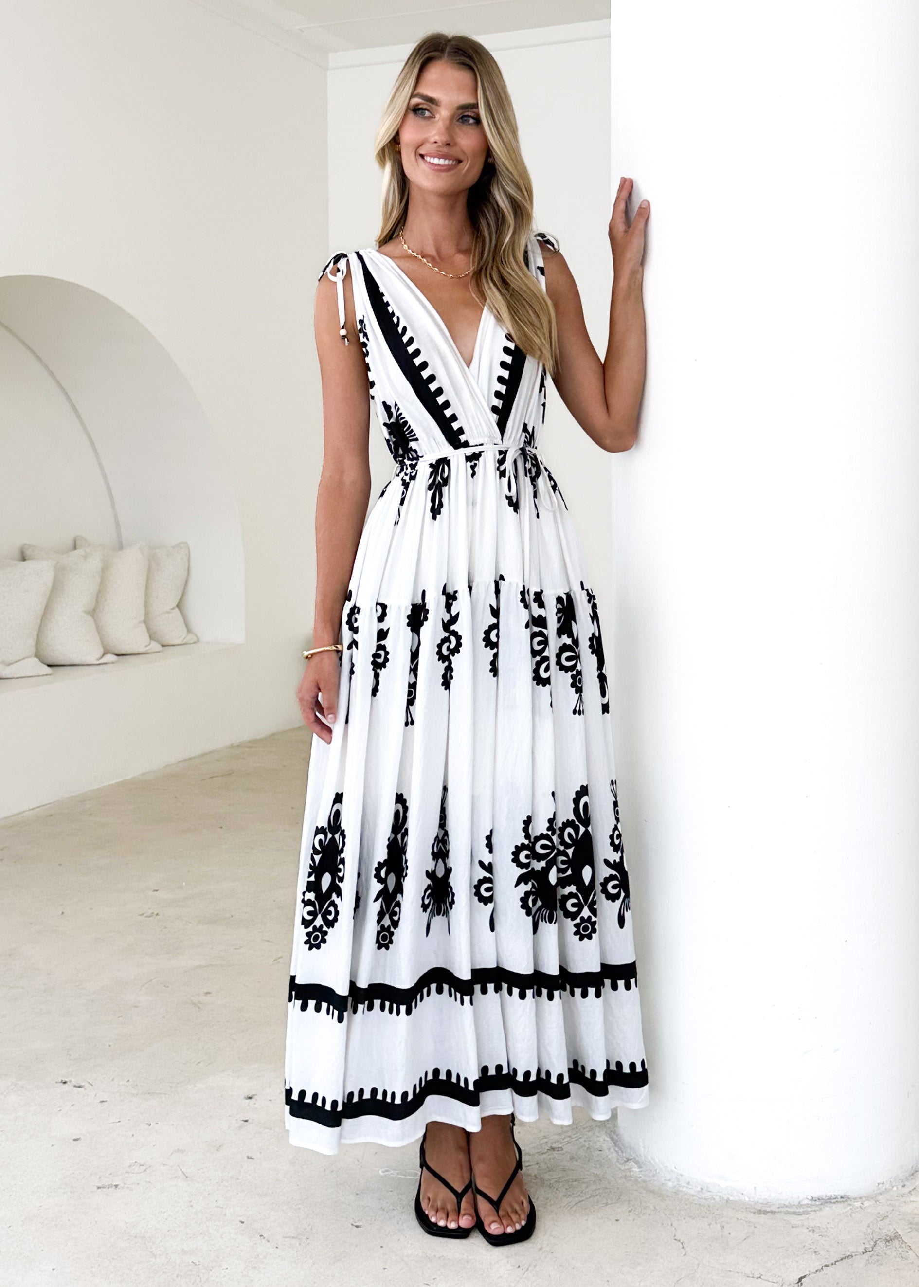 Elysium Maxi Dress - Black Abstract