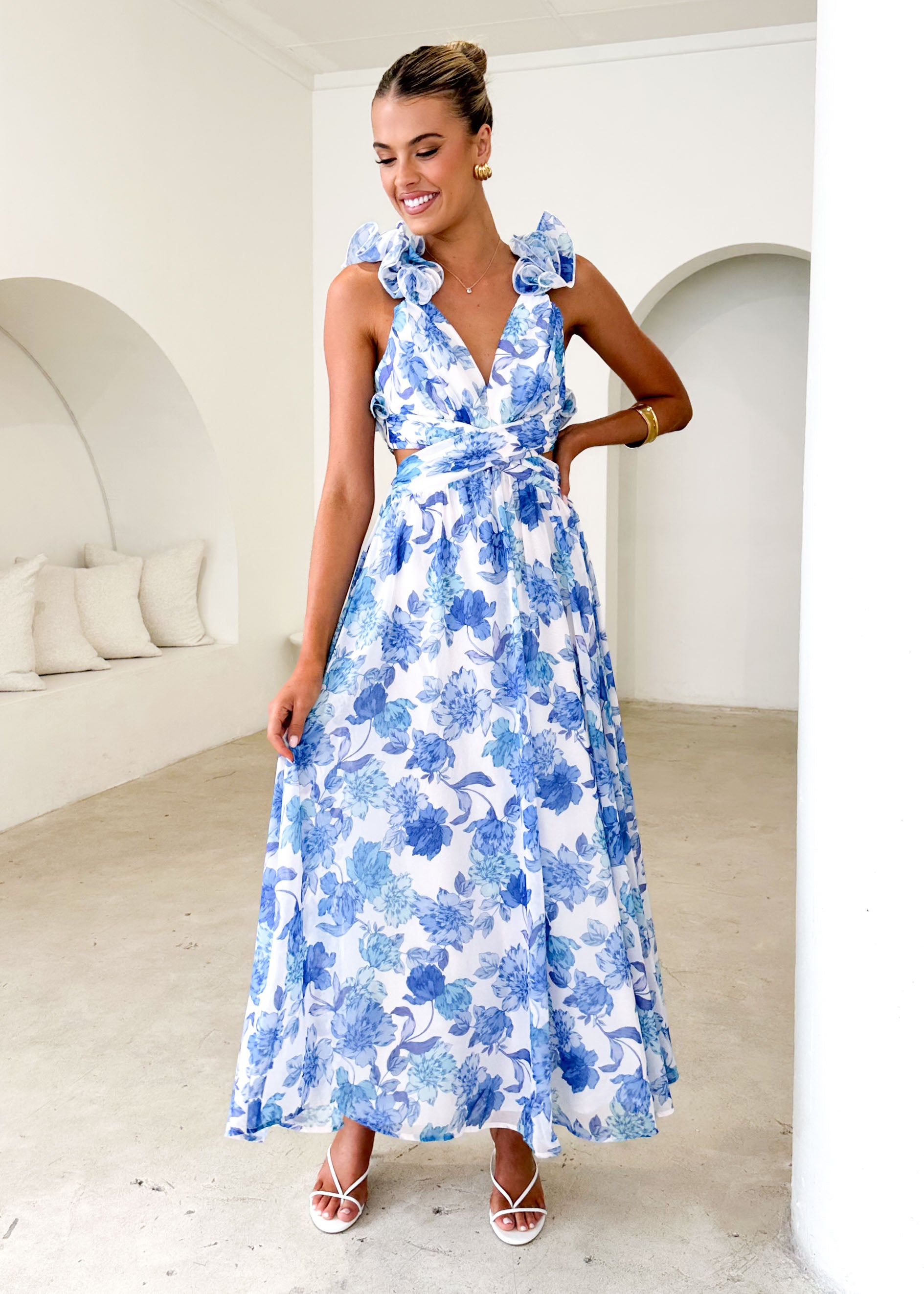 Elba Maxi Dress - Blue Floral