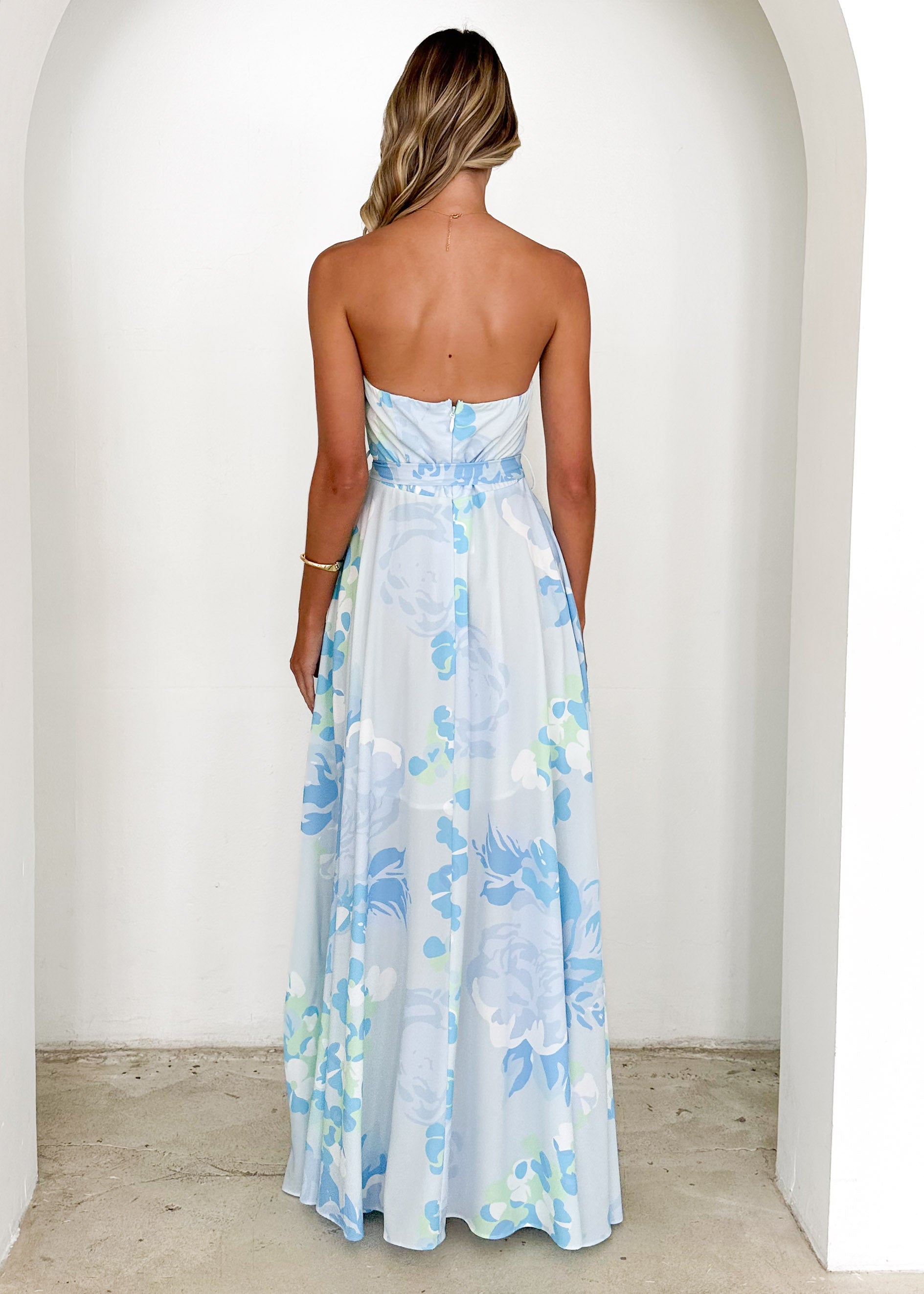 Jorgia Strapless Maxi Dress - Blue Floral