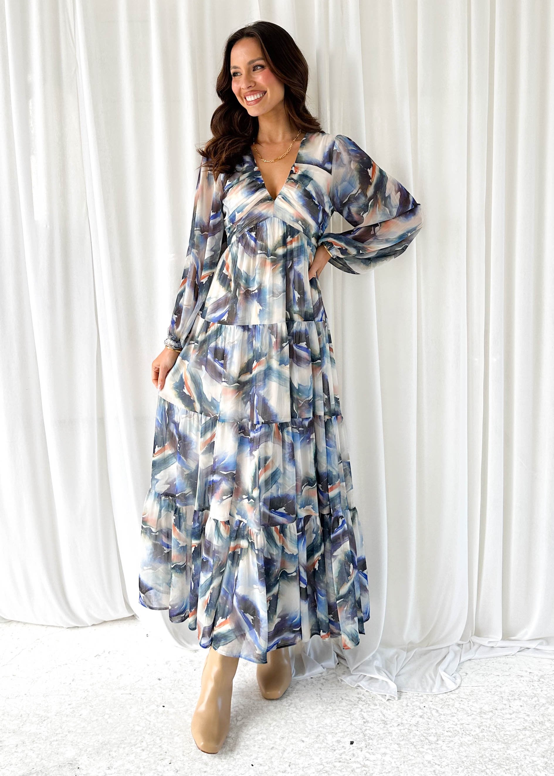 Hysteria Maxi Dress - Saphire Abstract